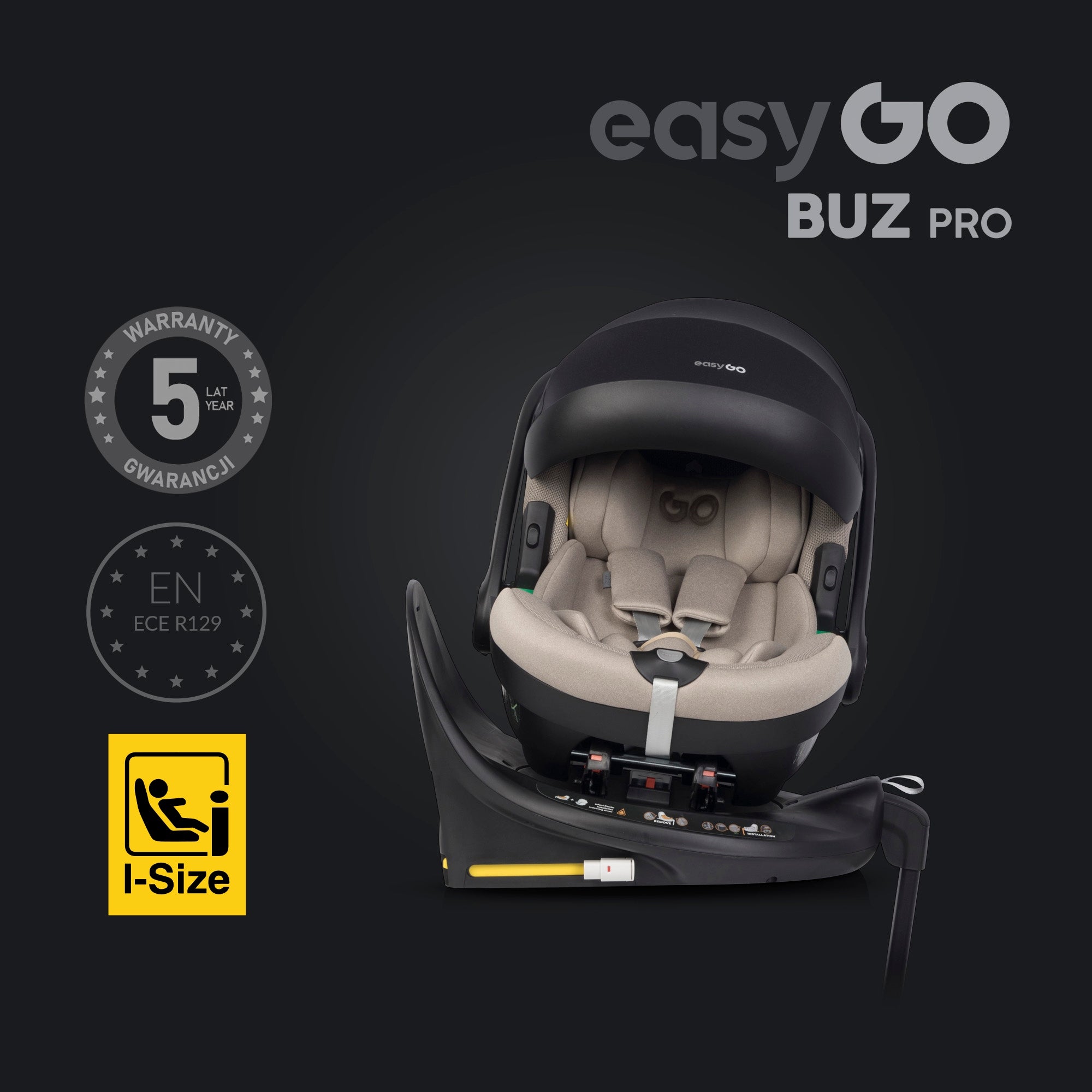 STROLLER + SWIVEL SEAT BASE ISOFIX GONDOLA SET 4in1 LARGE WHEELS Manufacturer code Spacerówka GIRO G2 + Fotelik BUZ 0-36 kg