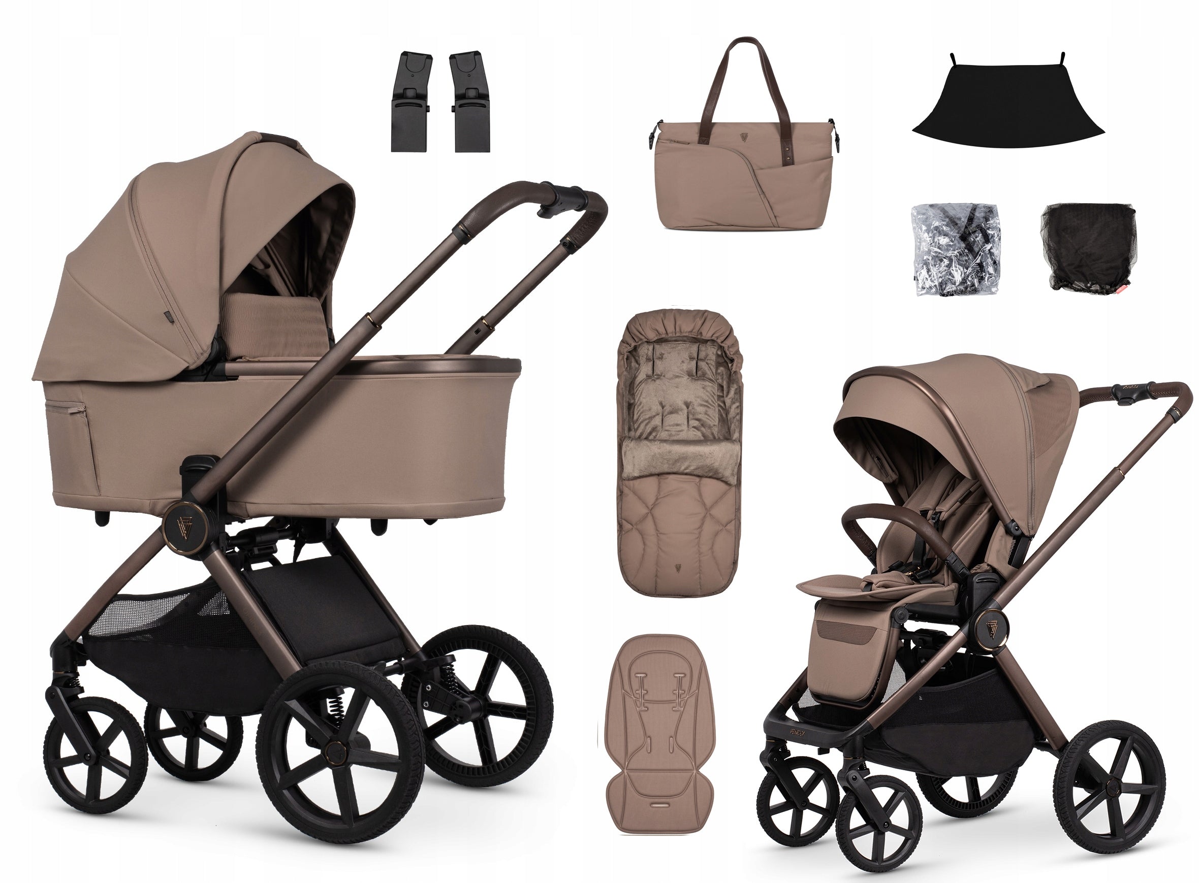 STROLLER VENICCI UPLINE 3 3in1 Colour SAND + Armchair Astrid i-Size