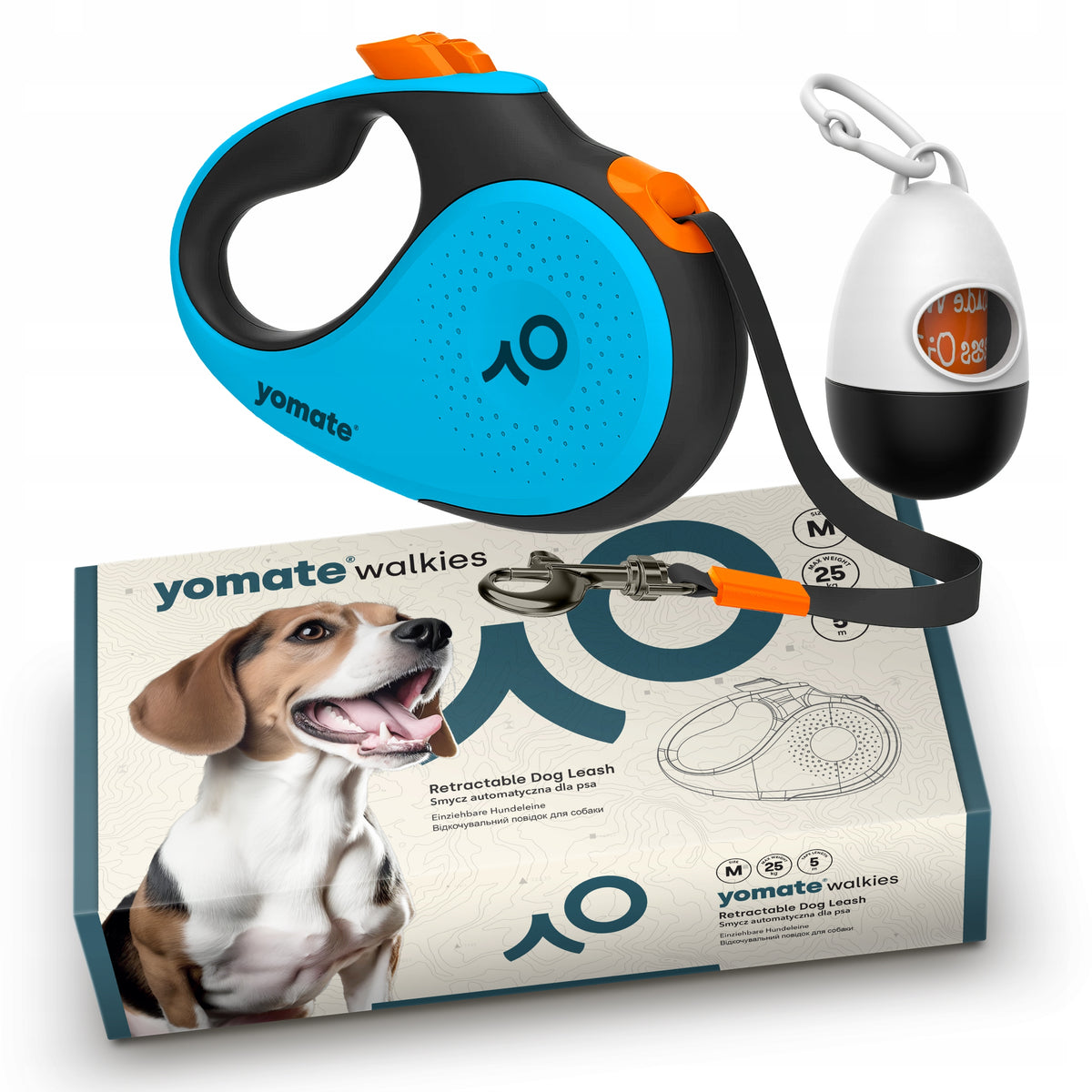 STRONG AUTOMATIC LEASH FOR MEDIUM DOG 25KG / LOCK TAPE 5 METERS