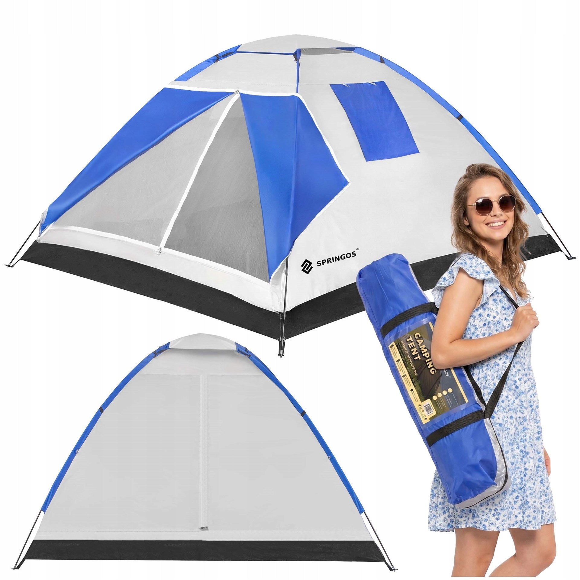STRONG CAMPING HIKING TENT FOR CAMPING LARGE 4-PERSON IGLO 210x240cm