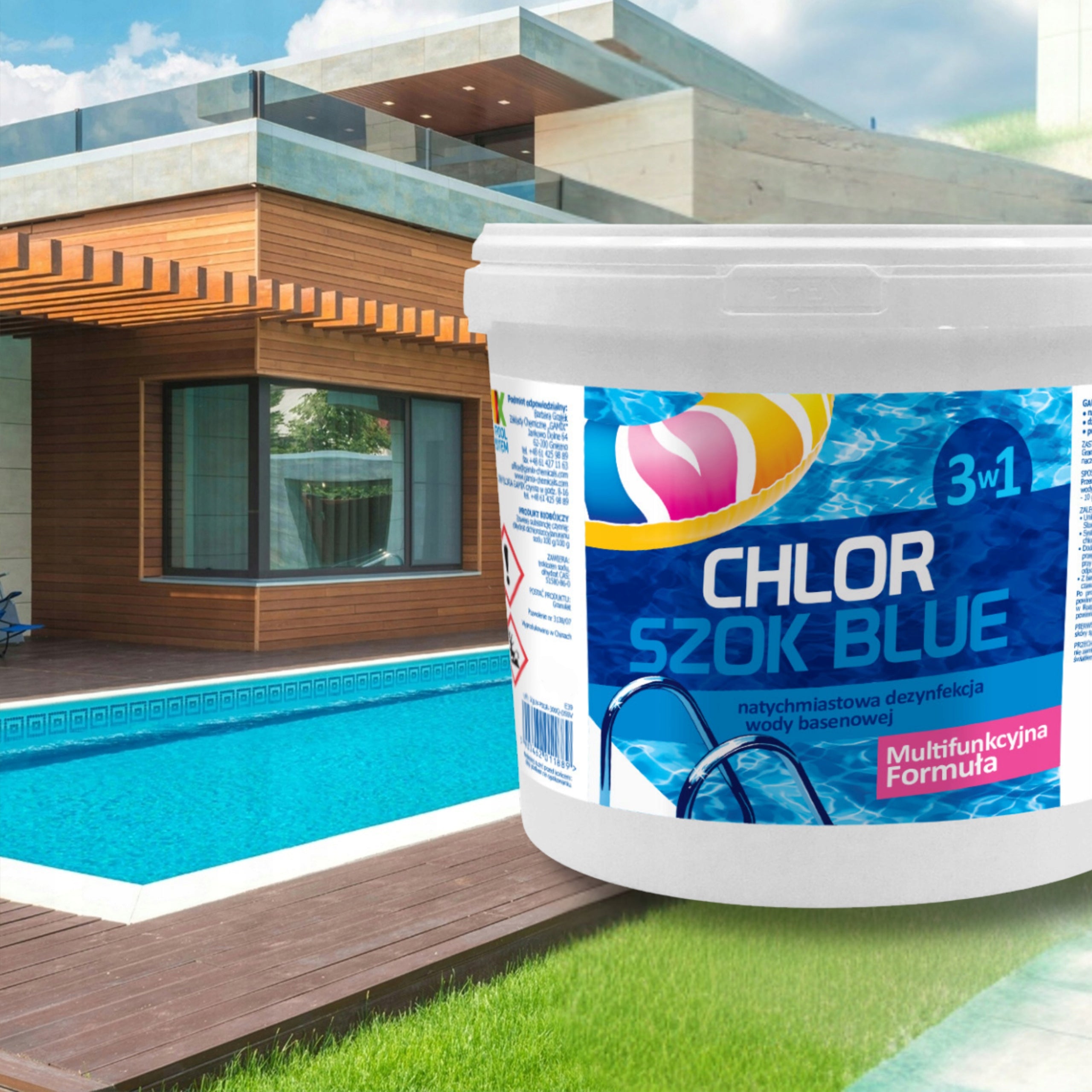 STRONG CHLORINE SHOCK BLUE FOR SWIMMING POOL GRANULES POOL CHEMISTRY GAMIX 5 KG Product form powder