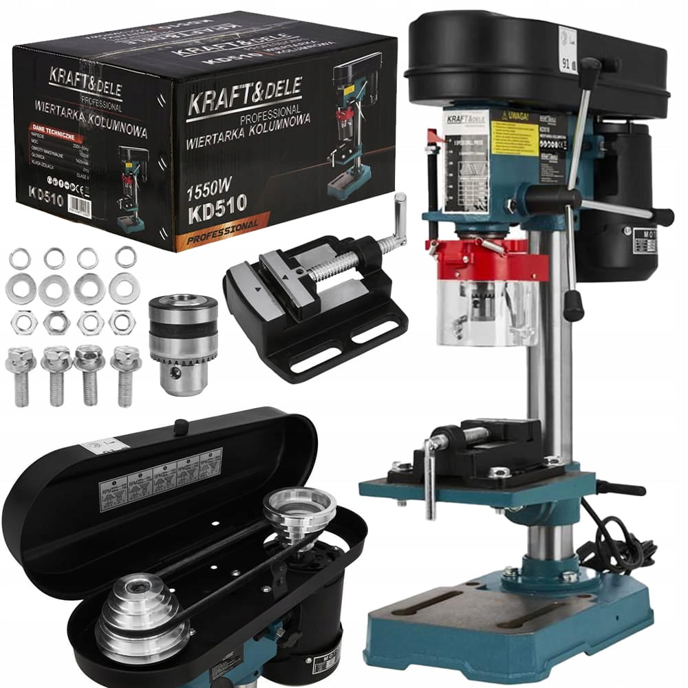 STRONG COLUMN TABLE DRILL 1550W ADJUSTABLE 230V + VISE