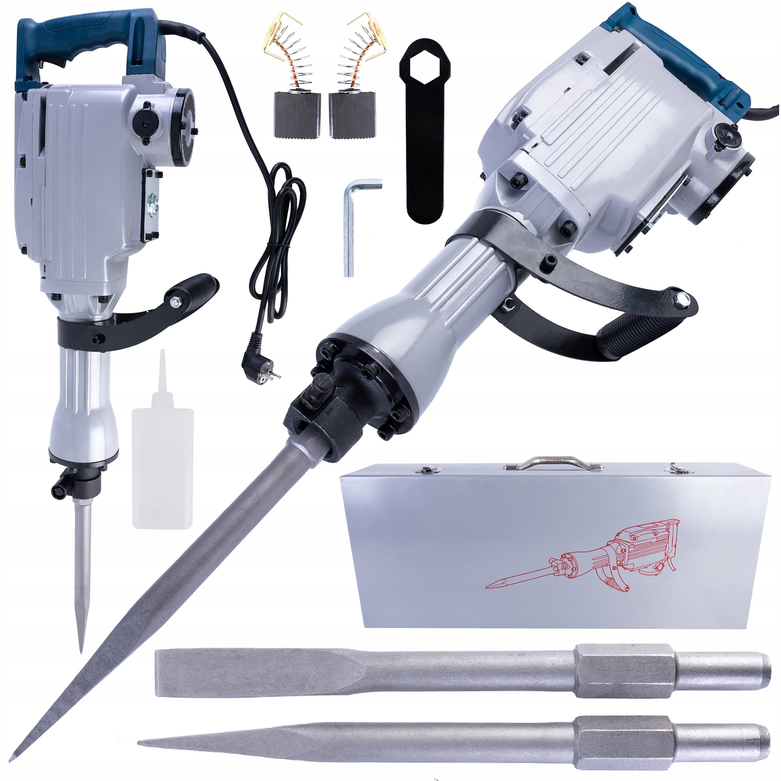 STRONG DEMOLITION HAMMER 3200 60J OIL COOLED + IMPACT CHISEL FORGING Manufacturer code 5908023362127