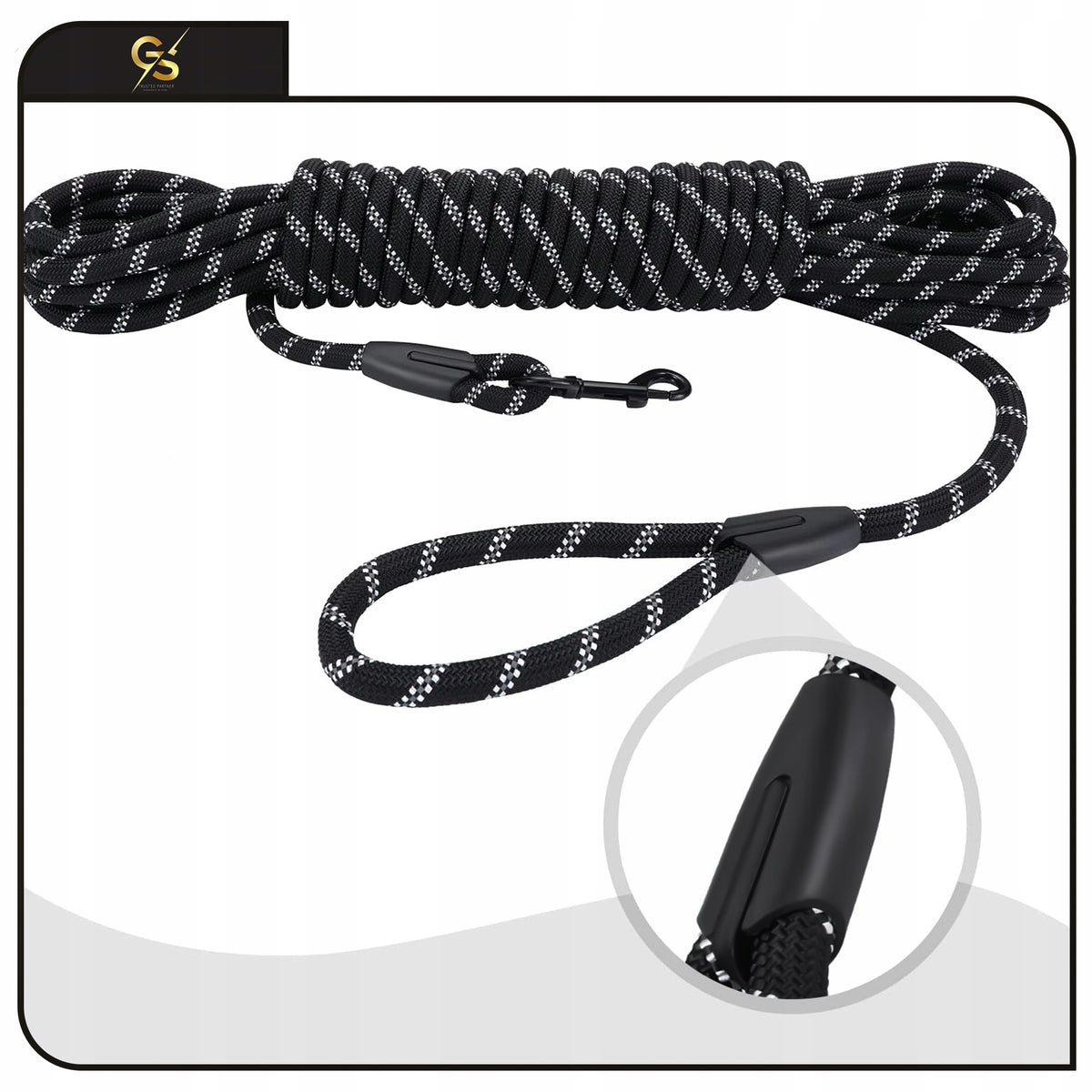 STRONG LEASH FOR BIG DOG DOGS WITH REFLECTORS DURABLE + TOY SET Manufacturer code SMYCZ ODBLASKOWA CZARNA 10M