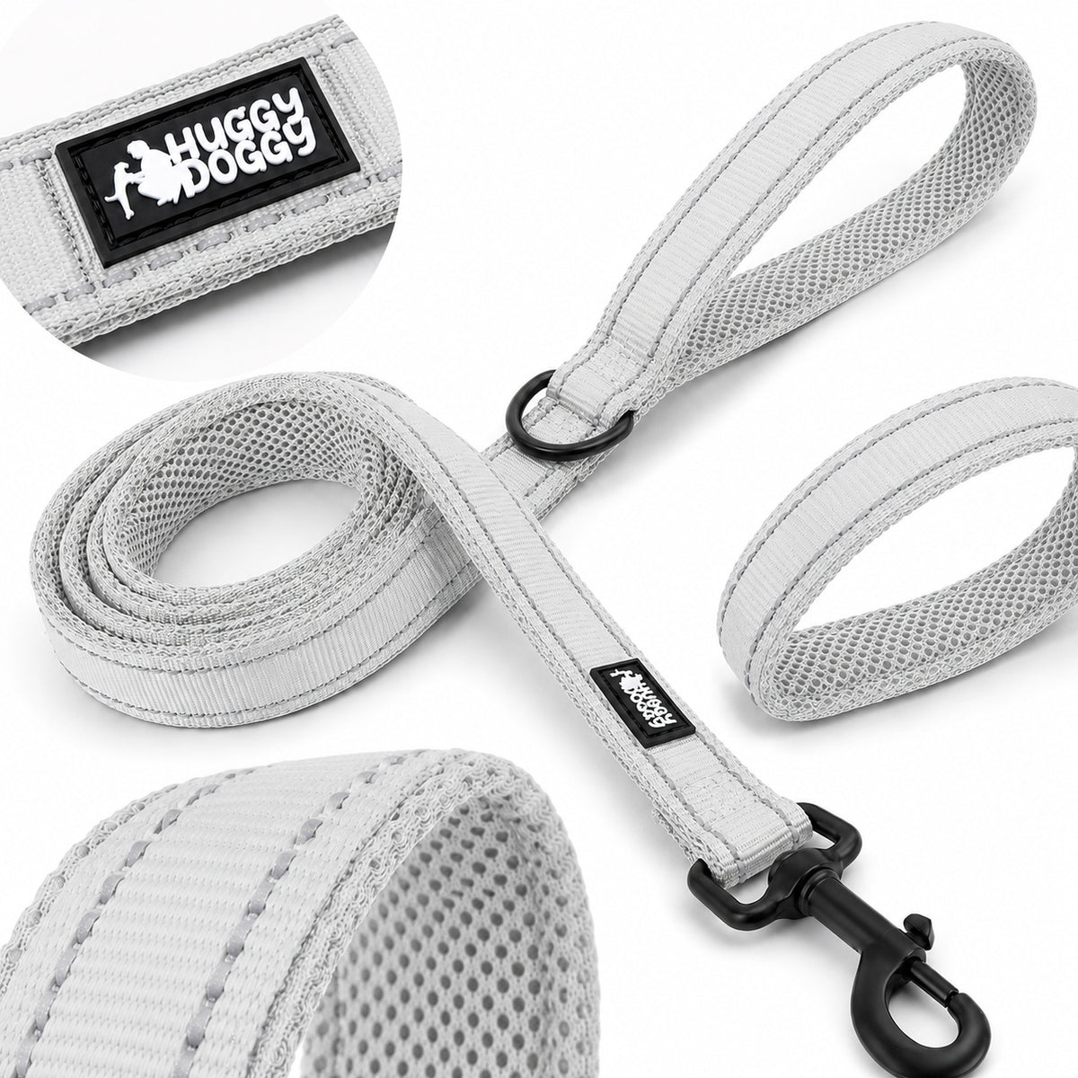 STRONG Lanyard for dog large 2m HUGGY DOGGY strong traditional Labrador grey L