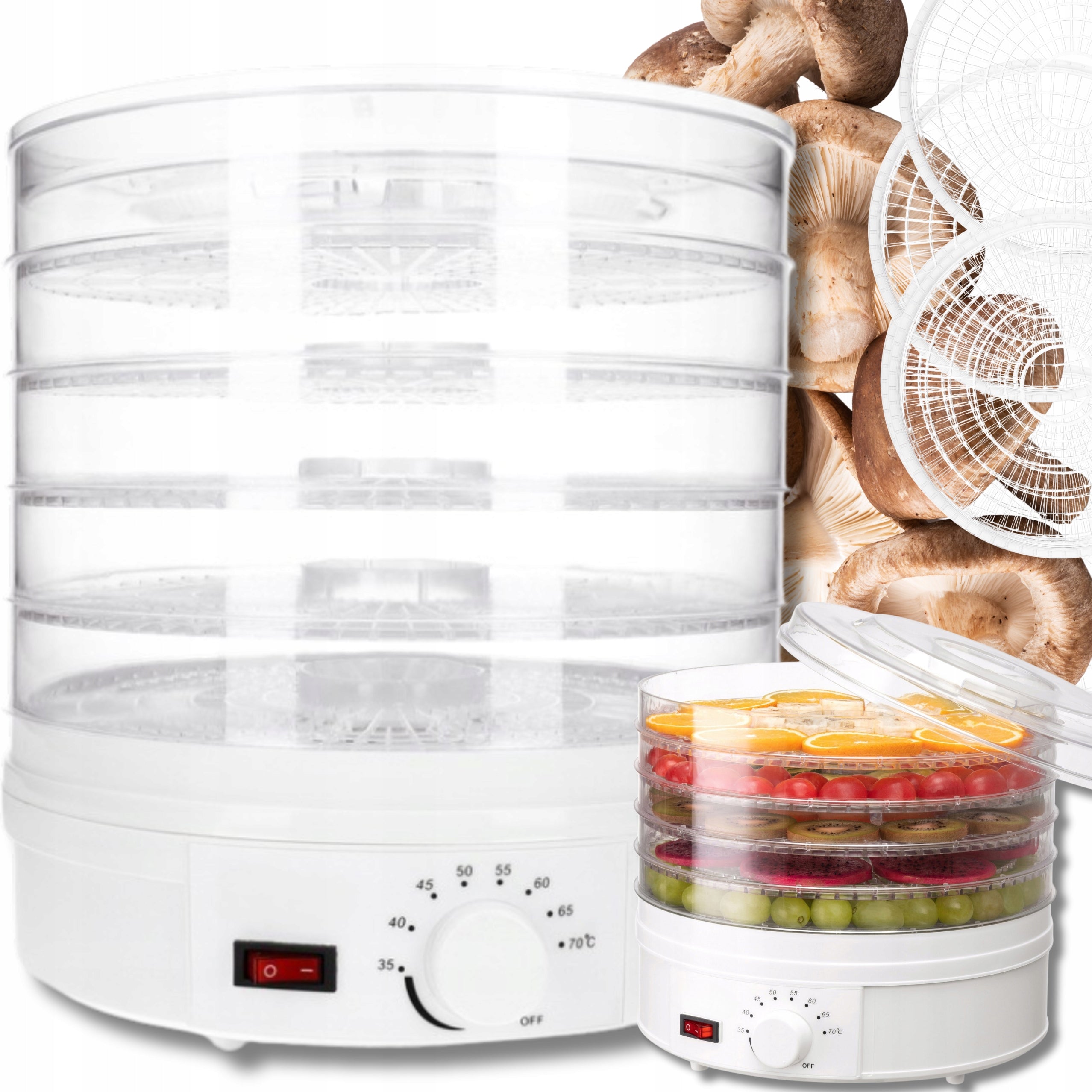 STRONG MUSHROOM DRYER 600W 5 SIT BPA FREE FOR FRUIT VEGETABLE HERBS STRONG