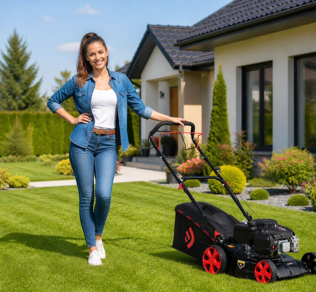 STRONG PETROL MOWER FAVORITE 41CM DRIVE STEEL HOUSING LIGHT SUPER 7KM Packaging status original