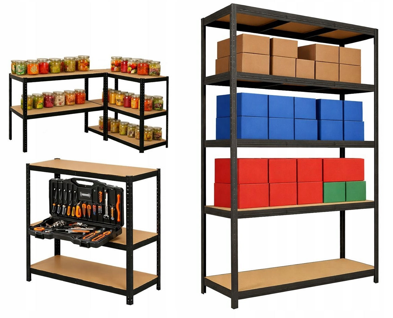STRONG Storage Rack Metal Black Basement 5 Shelves 875 Kg 180x90x30cm