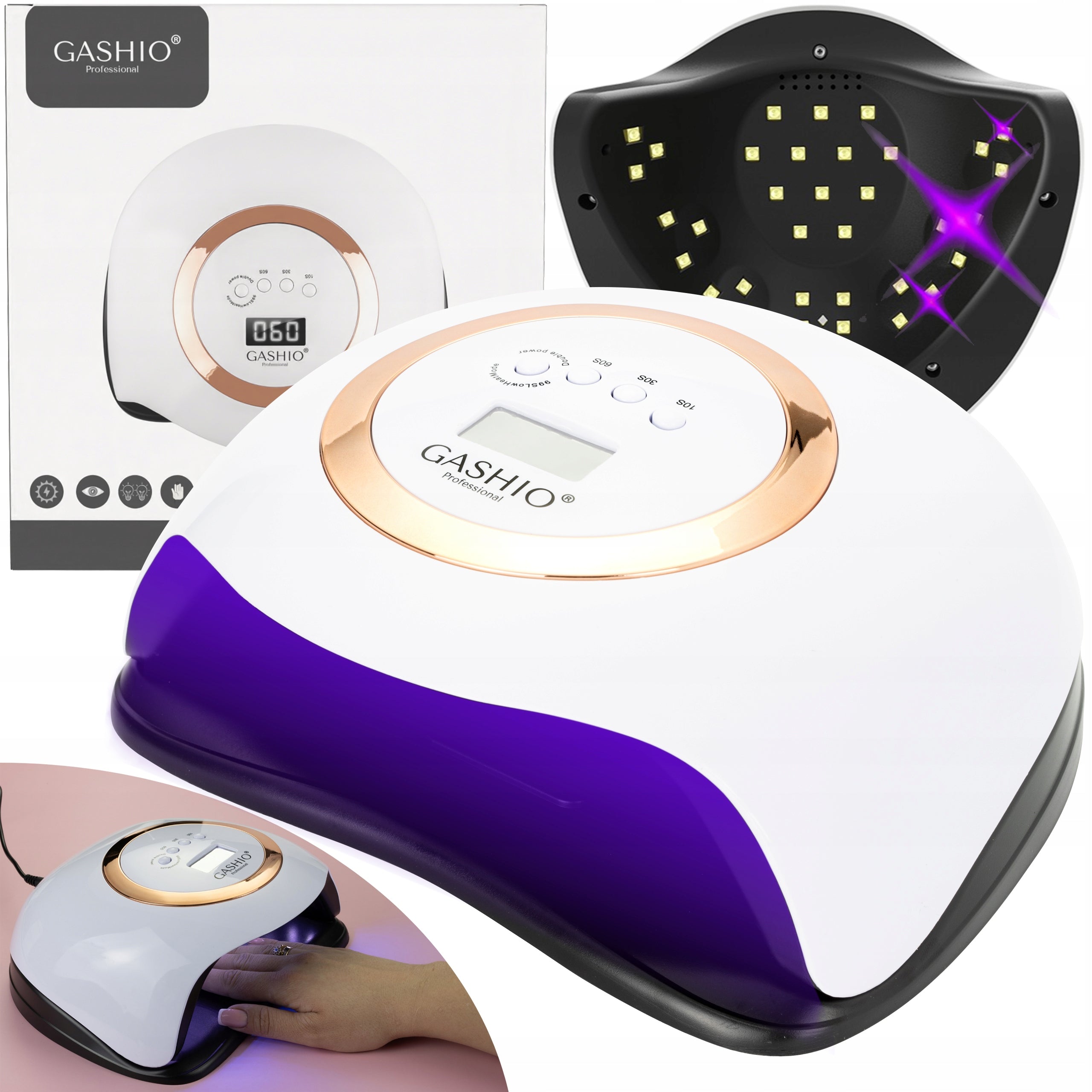 STRONG UV LED SUN NAIL LAMP FOR HYBRID GELS 168W MAX LCD DUAL LED G1