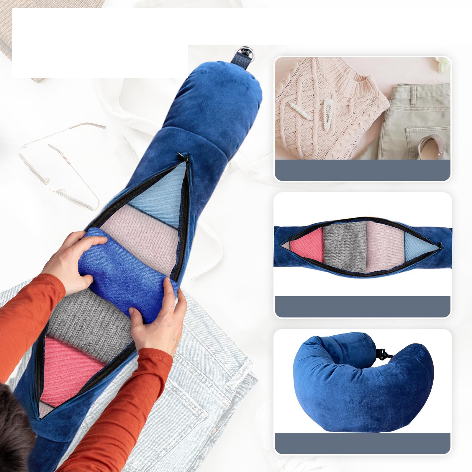 STUFFING TRAVEL PILLOW WITH SPACE FOR CLOTHES 2IN1 FREE LUGGAGE Packaging status original