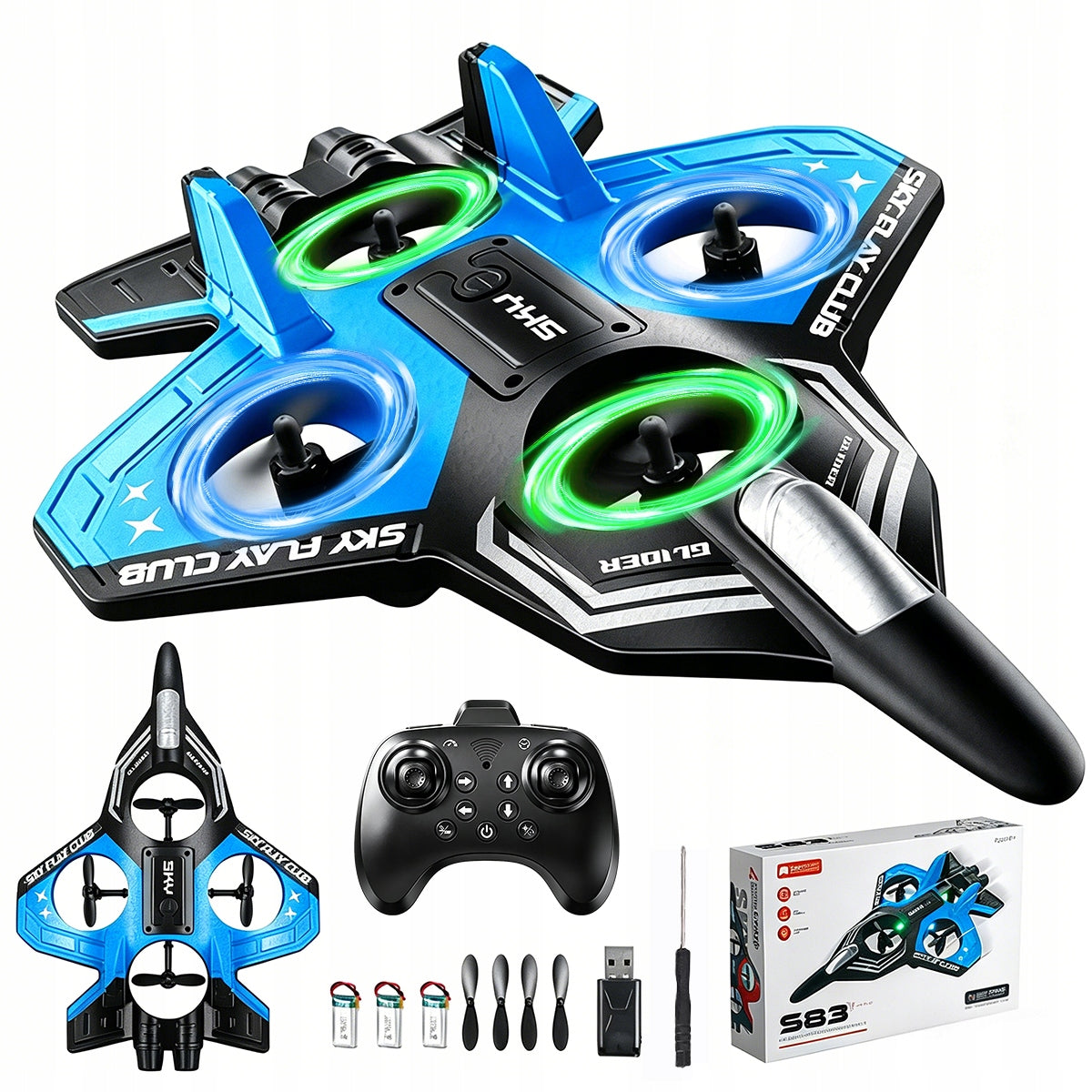 STYROFOAM AIRCRAFT REMOTE CONTROLLED WITH REMOTE CONTROL RC FLYING TOY YEARS Packaging status original