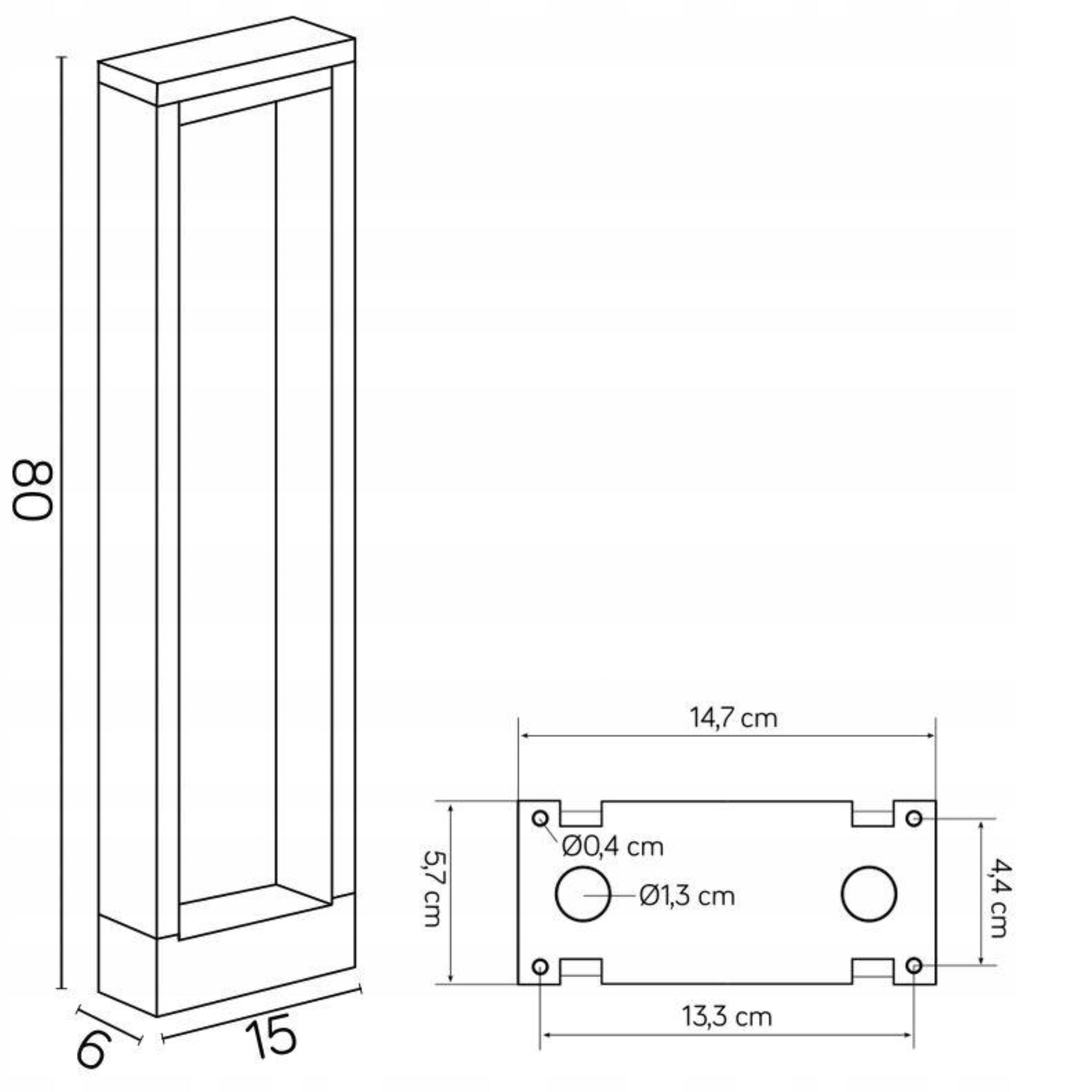 SU-MA OUTDOOR GARDEN LAMP STANDING POST DARK ASH LED 80CM IP54 Brand Su-ma