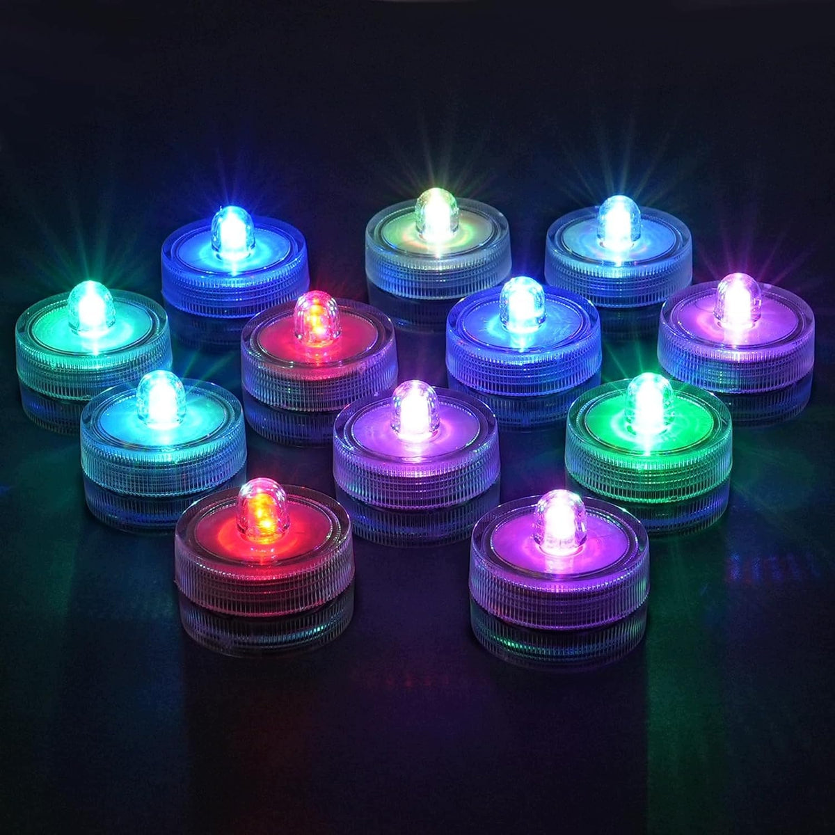 SUBMERSIBLE LED LIGHTS 12 PCS COLORFUL WATERPROOF IP68 POOL