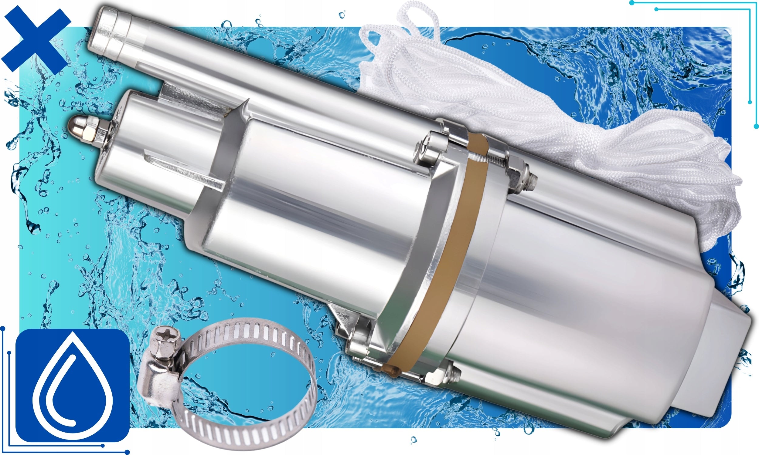 SUBMERSIBLE PUMP FOR DIRTY AND CLEAN WATER DEEP INTO THE RUSSIAN WELL Engine power 600 W
