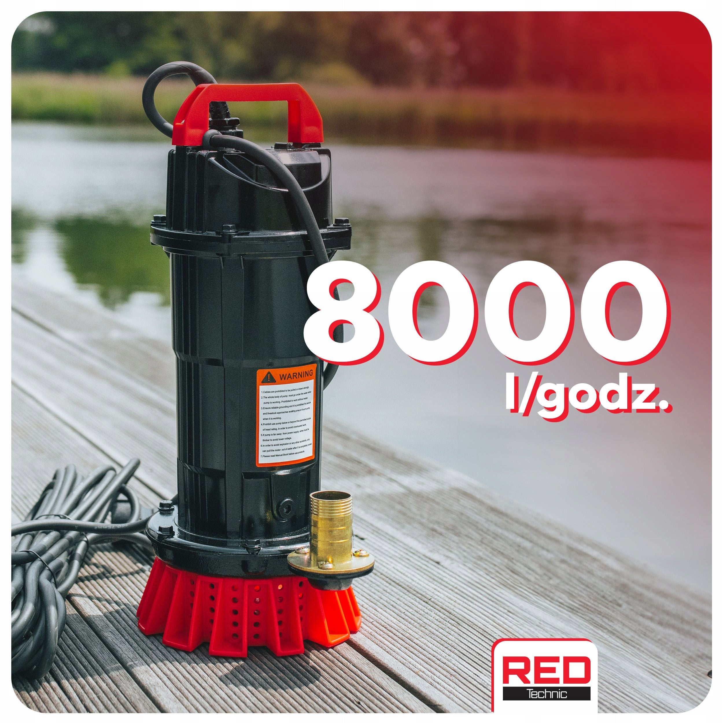 SUBMERSIBLE PUMP FOR DIRTY WATER CLEAN RAINWATER 8000 l/h 1" Engine power 650 W