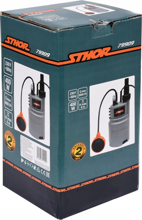 SUBMERSIBLE PUMP WITH FLOAT FOR WELL STHOR FOR CLEAN DIRTY WATER 400W Engine power 400 W
