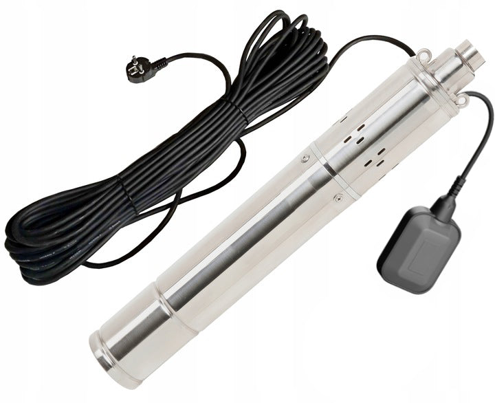 SUBMERSIBLE PUMP WITH WELL WATER FLOAT, STRONG STEEL 4" INCH, 15M CABLE, 750W Batteries included no