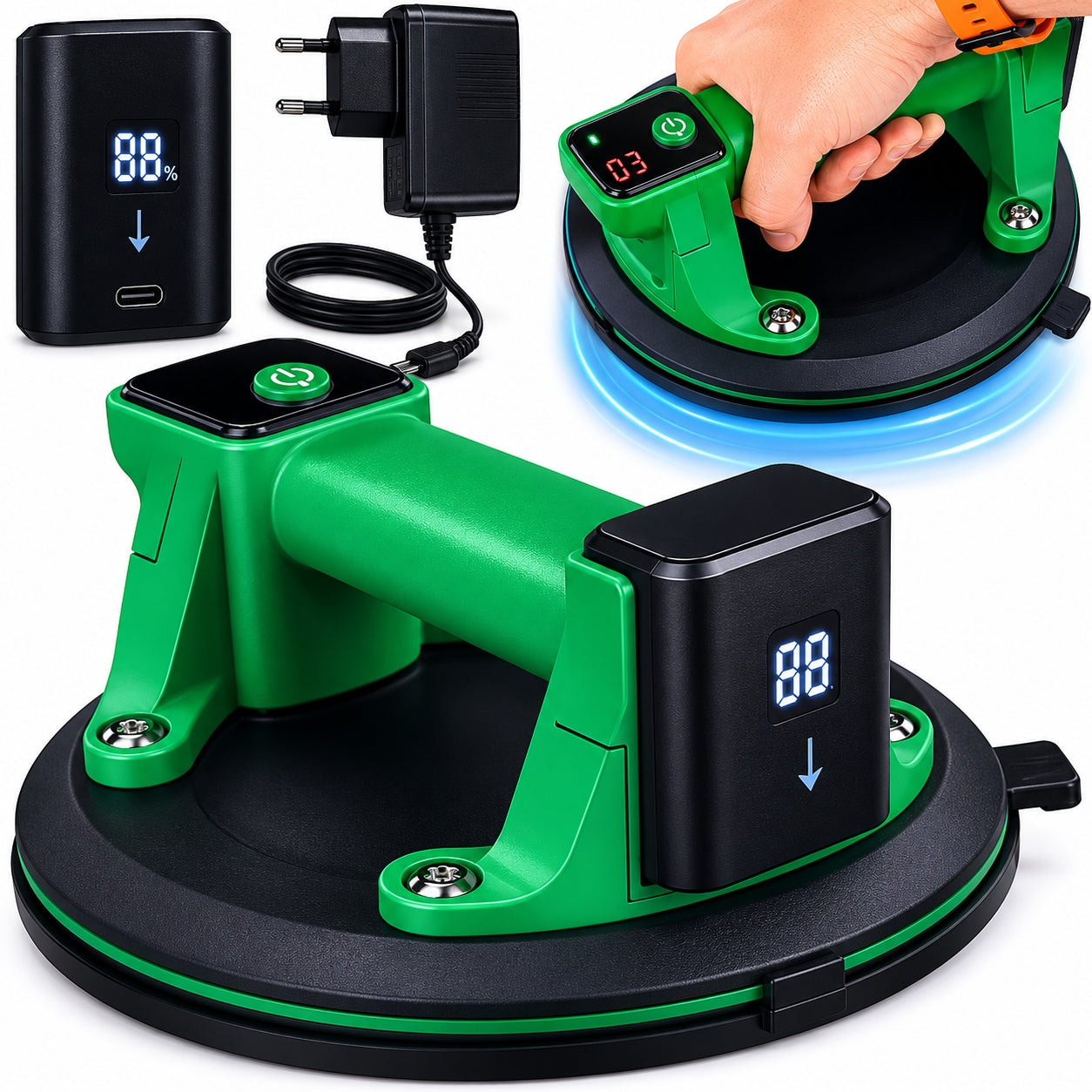 SUCTION CUP FOR ELECTRIC TILES VACUUM CORDLESS STONEWARE 200KG AKU