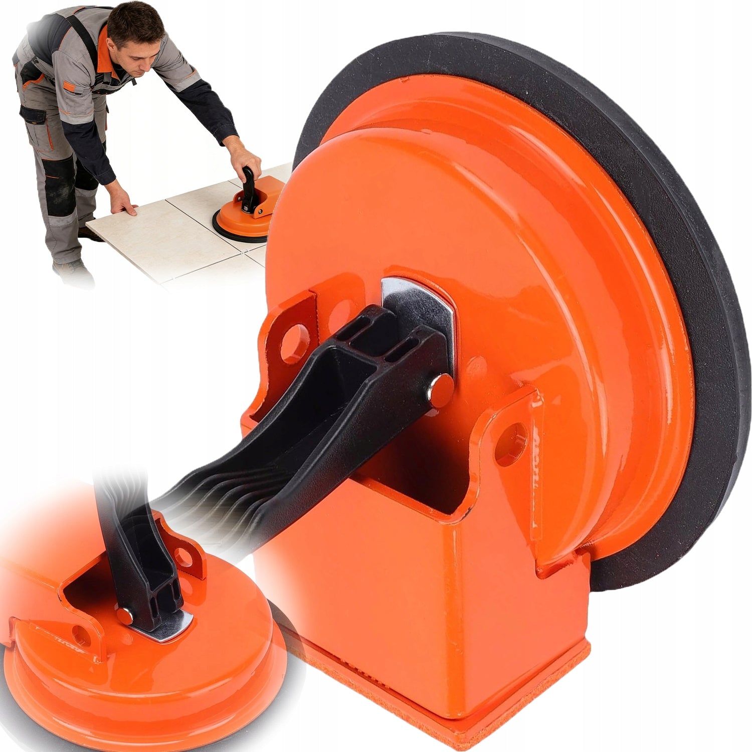 SUCTION CUP FOR GLASS PRACTICAL FOR CERAMIC FLOOR PANELS ORANGE