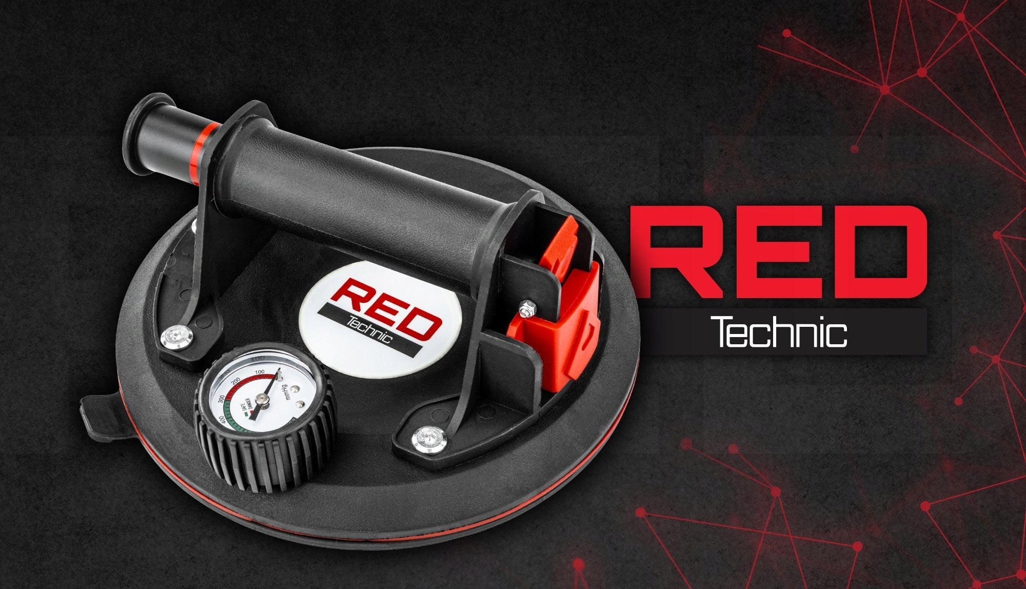 SUCTION CUP VACUUM HOLDER WITH PRESSURE GAUGE PUMP FOR GLASS TILES Brand RED TECHNIC