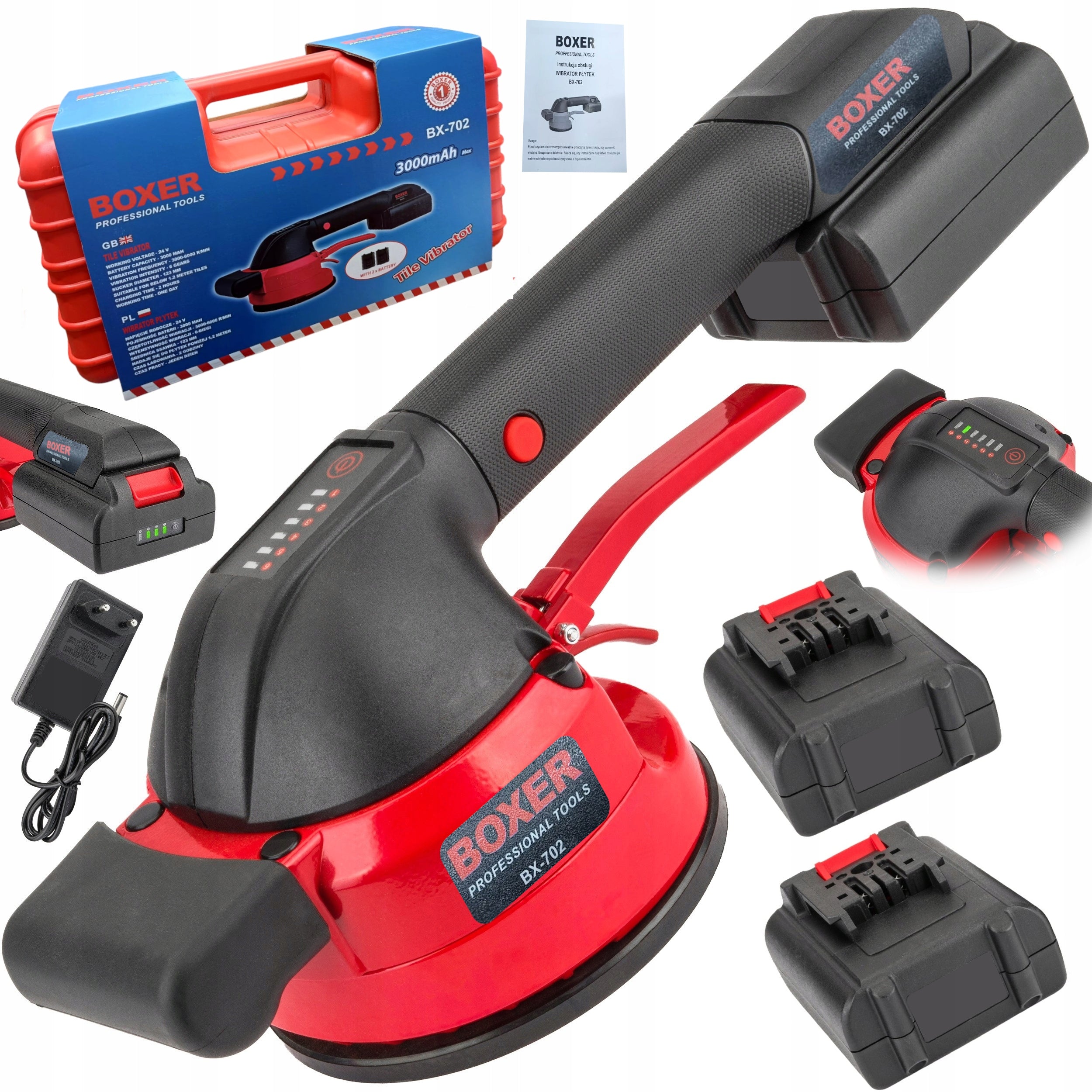 SUCTION CUP VIBRATING POWER TOOL FOR LAYING TILES 2 BATTERIES 24V 3Ah