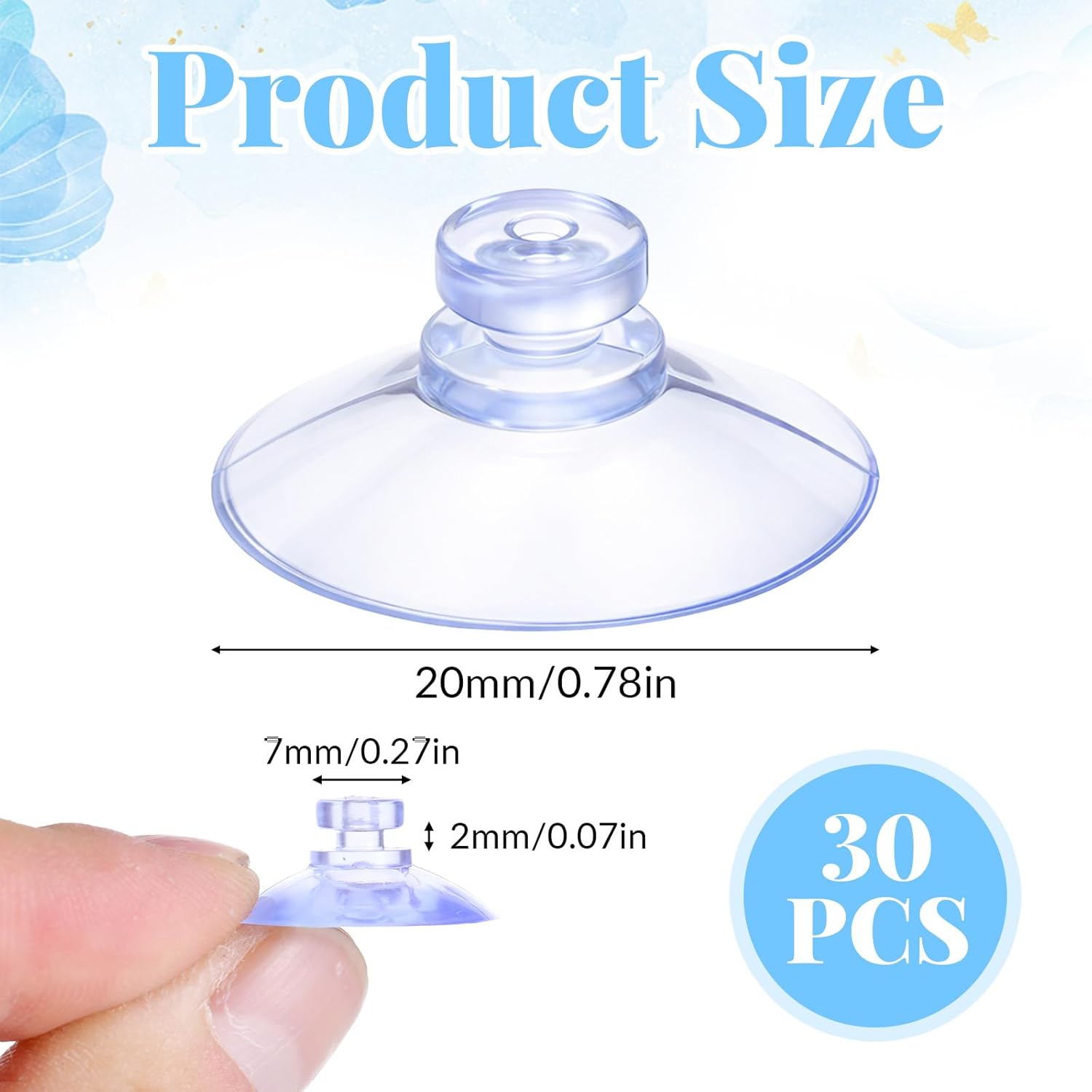 SUCTION CUPS 30 PIECES 20 MM WINDOW TRANSPARENT SMALL ROUND STRONG PCW Brand no brand