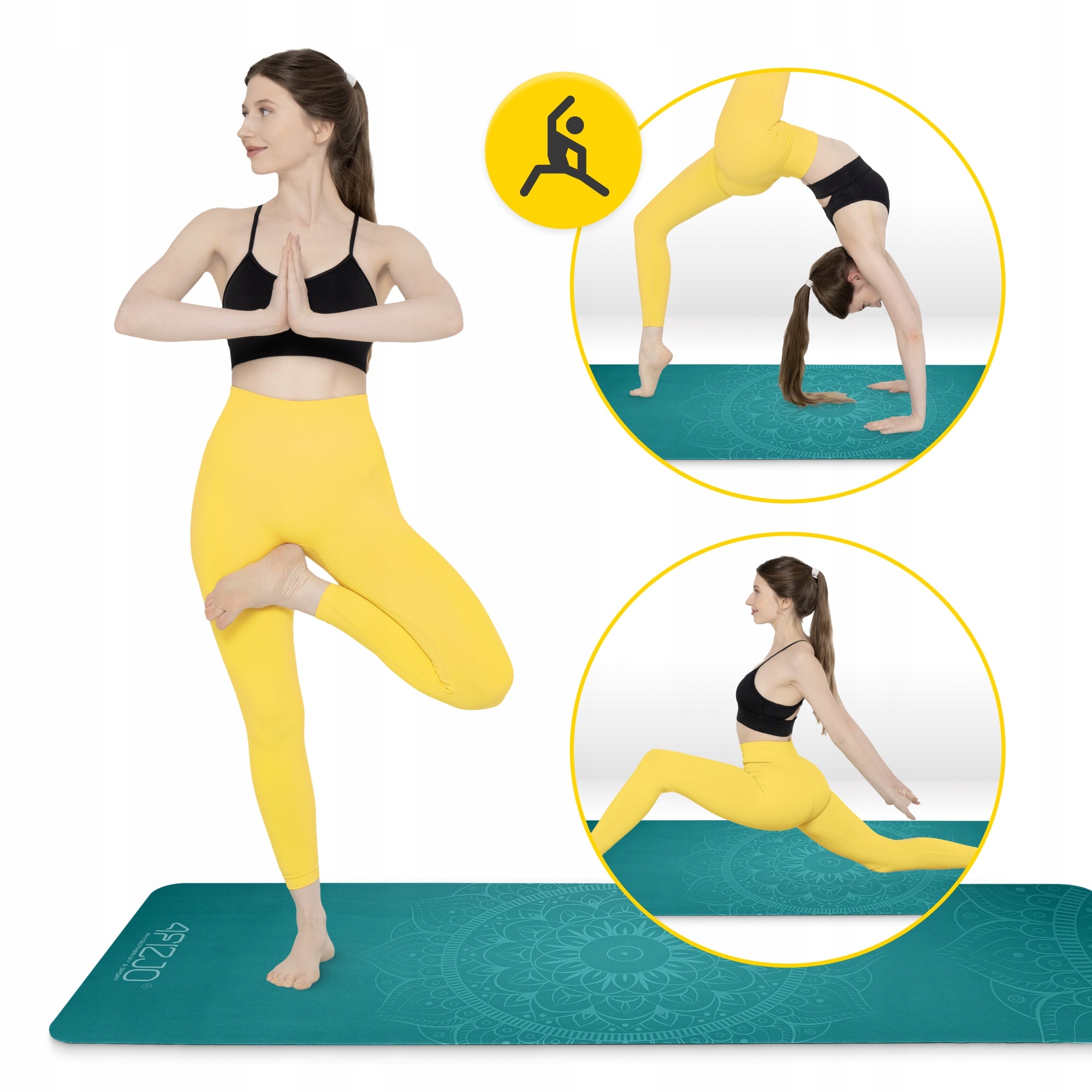 SUEDE MAT FOR YOGA AND EXERCISE FOR MEDITATION AND PILATES LIGHT SOFT 1,5 MM Color green