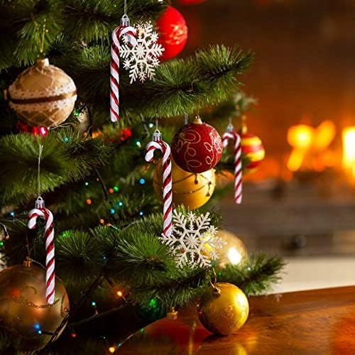 SUGAR CANES CHRISTMAS TREE DECORATIONS BAUBLES CHRISTMAS SET OF 12 Brand Gwhole