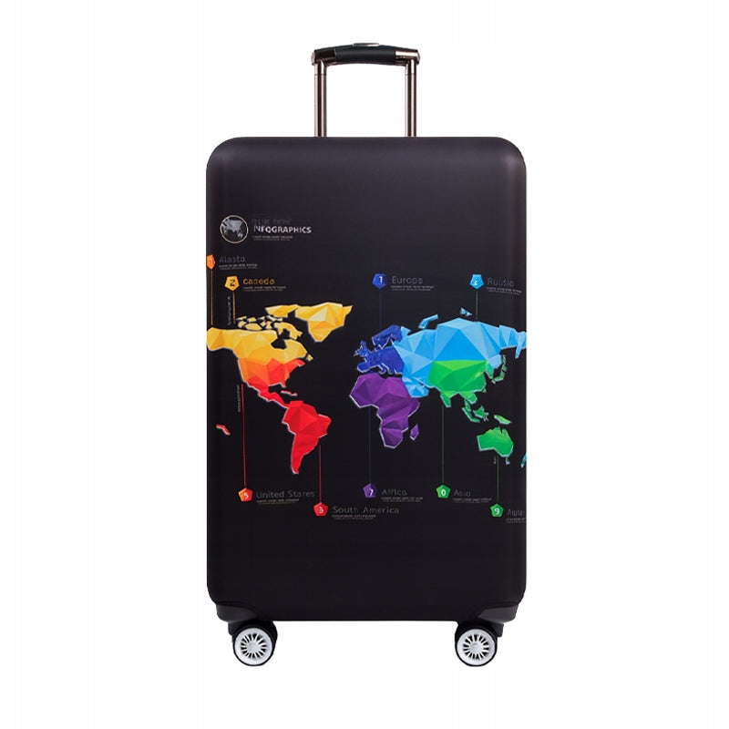 SUITCASE COVER THEME COLORFUL WORLD MAP PROTECTIVE CASE SIZE M