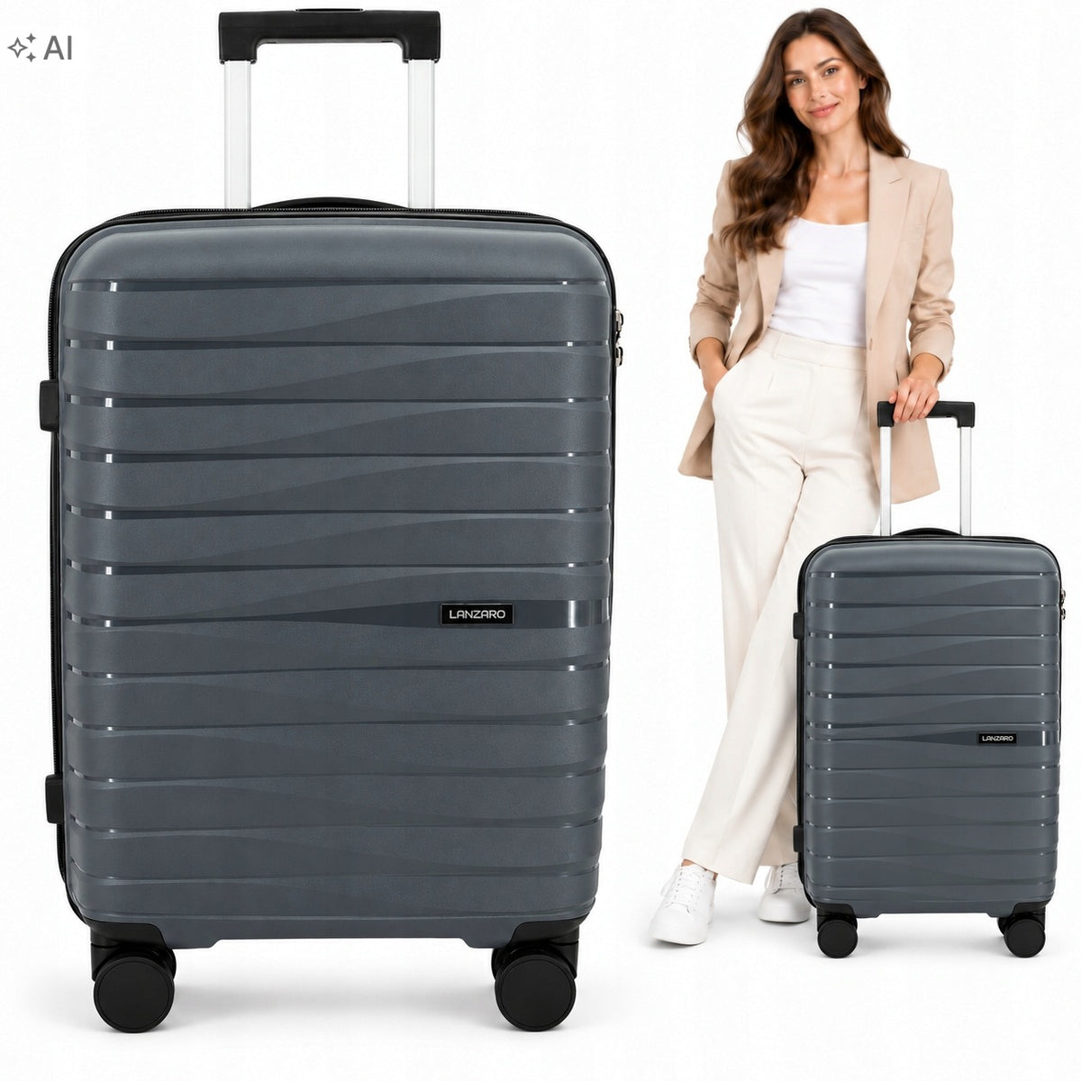 SUITCASE LARGE TRAVEL 91L RUBBERIZED WHEELS 360° POLYPROPYLENE TSA 4 COLORS