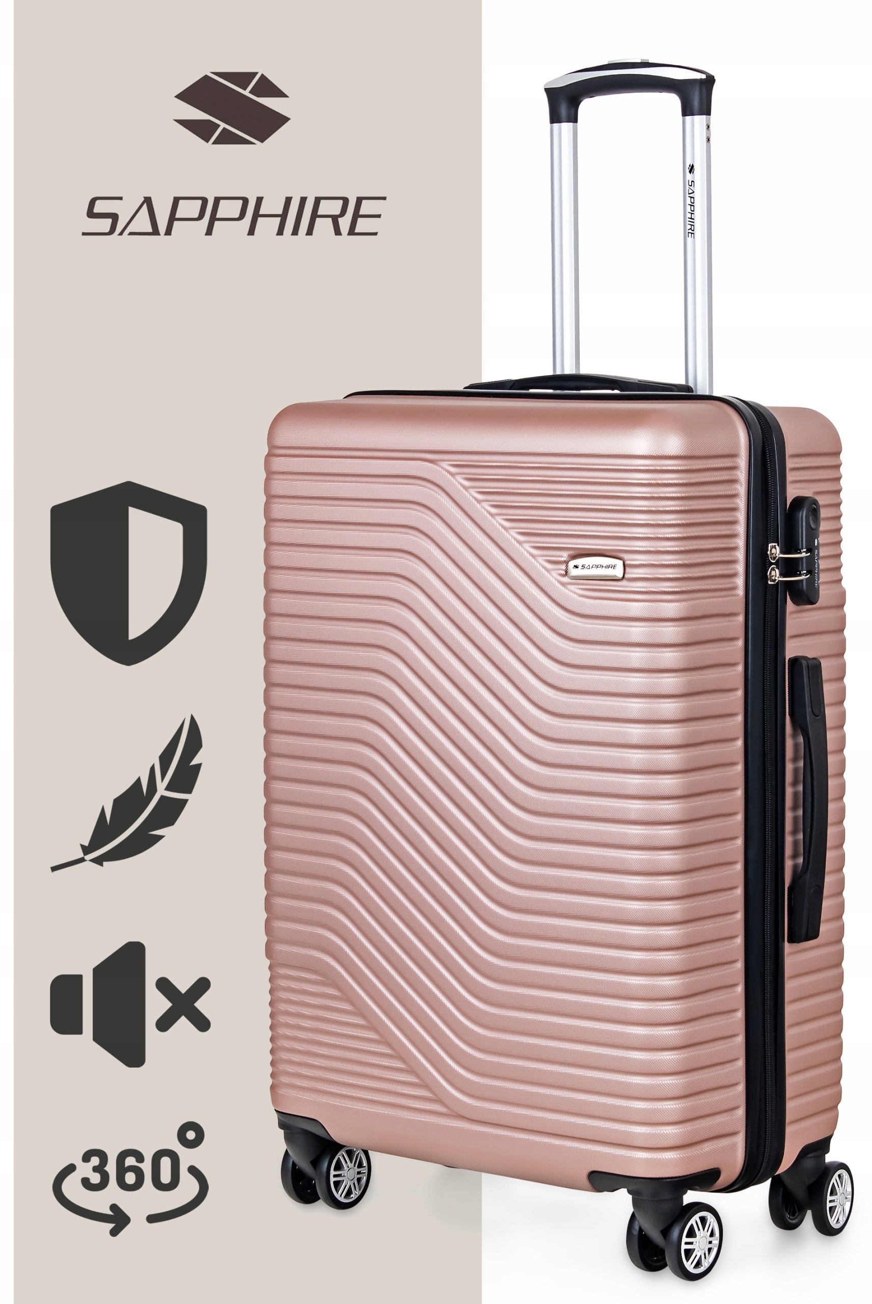 SUITCASE LARGE TRAVEL ON WHEELS LUGGAGE with ABS strong CIPHER XXL Sapphire DUO EAN (GTIN) 5903228928321