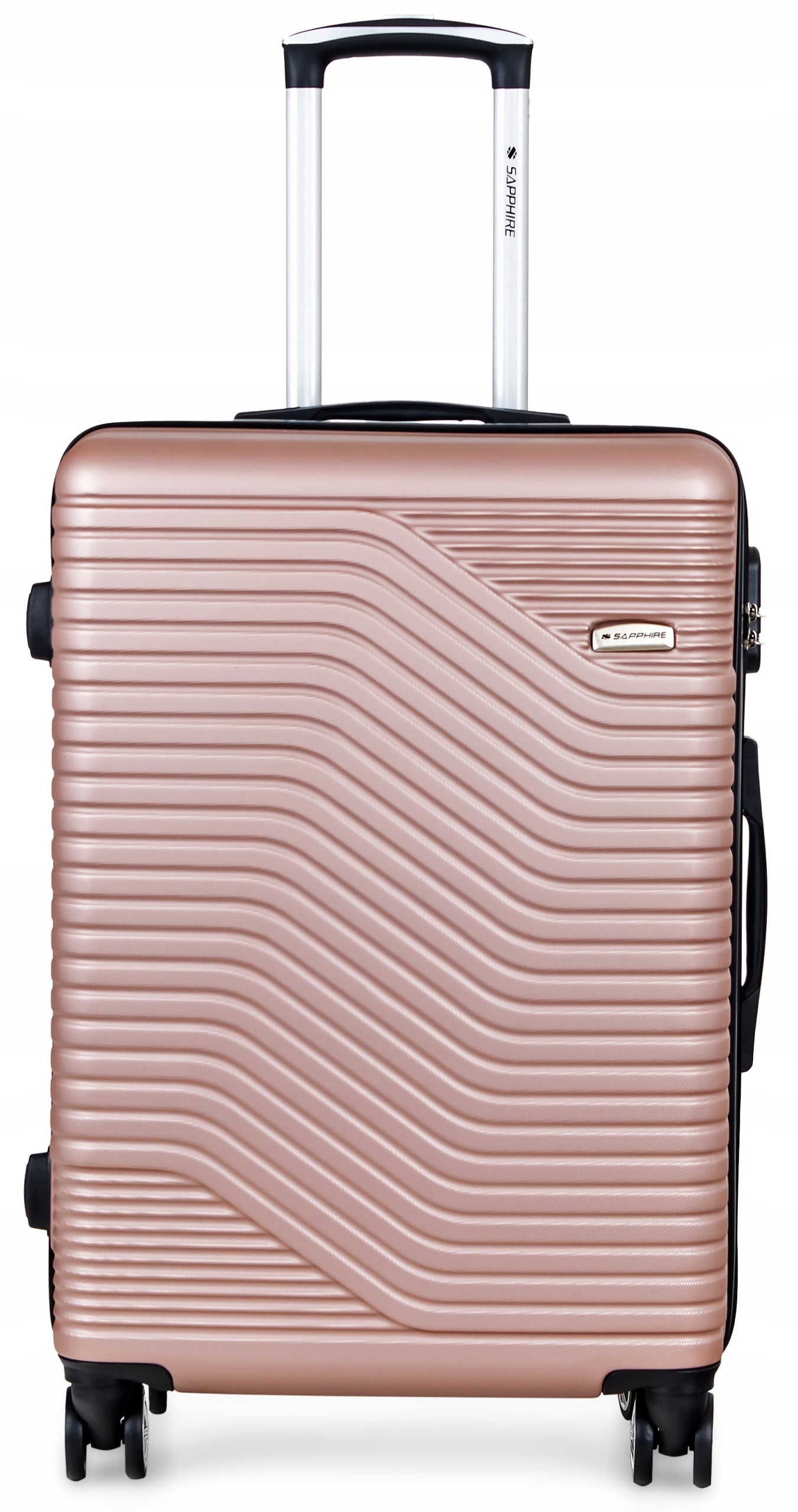 SUITCASE LARGE TRAVEL ON WHEELS LUGGAGE with ABS strong CIPHER XXL Sapphire DUO Model WALIZKA DUŻA ST-140 ZŁOTA