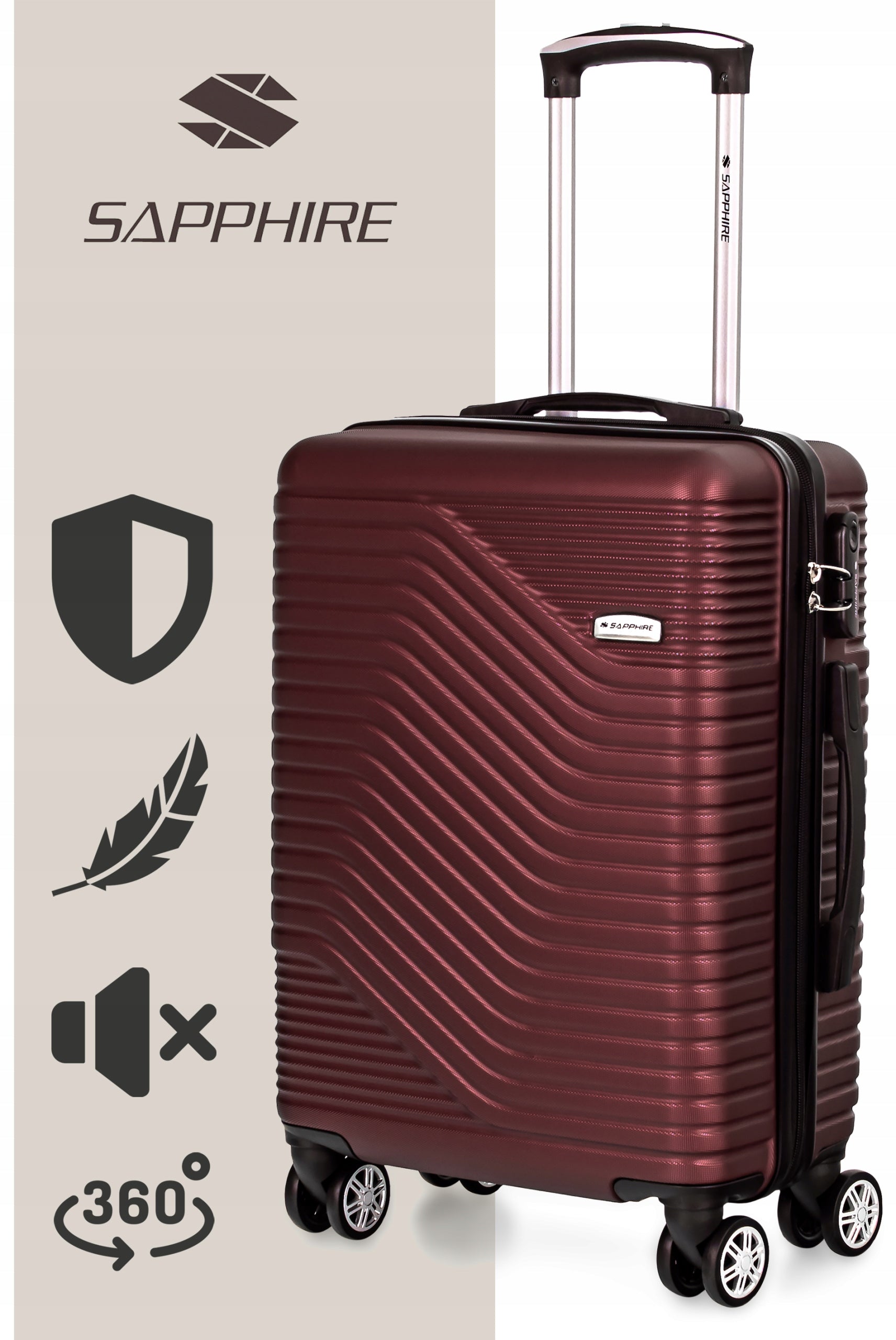 SUITCASE LARGE TRAVEL ON wheels LUGGAGE with ABS strong CIPHER XXL Sapphire DUO Manufacturer code ST-140_DUO_DUZA_CZERWONA