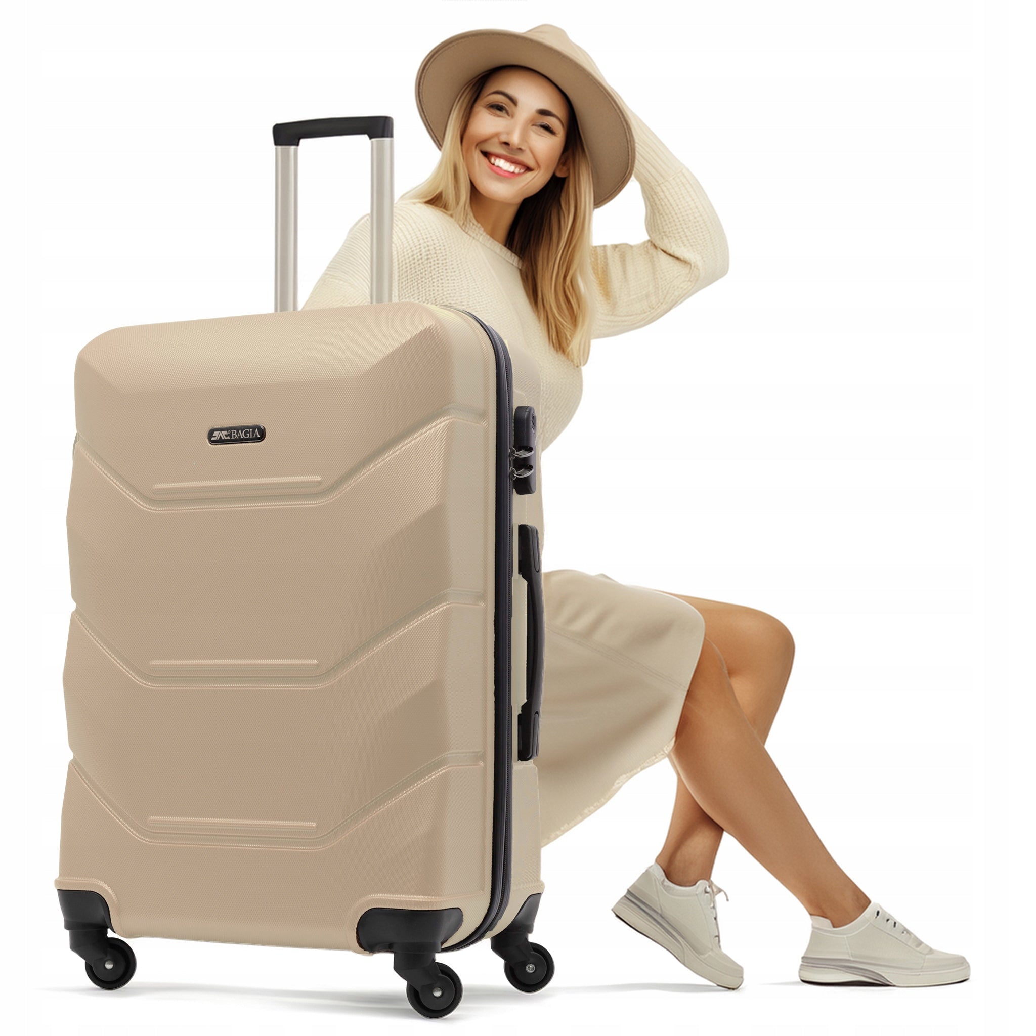SUITCASE MEDIUM TRAVEL WHEELS LUGGAGE EXCLUSIVE XL 15 COLORS PREMIUM Model BAGIA