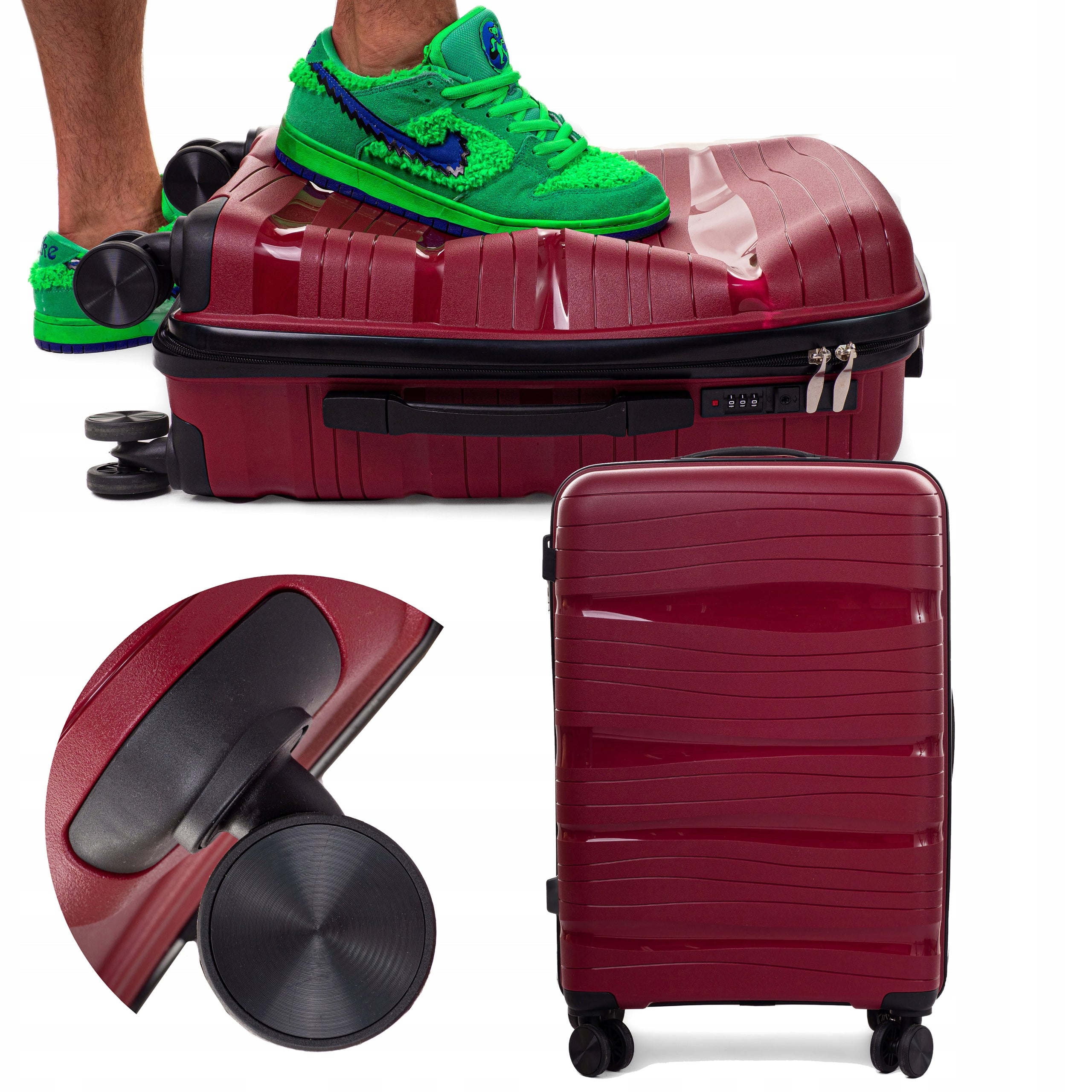SUITCASE MEDIUM XL INDESTRUCTIBLE RGL DOUBLE WHEELS POLYPROPYLENE LUGGAGE