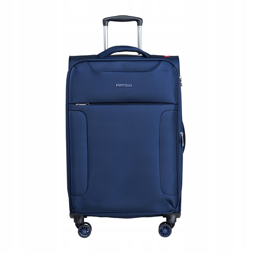 SUITCASE Soft Medium Navy Blue 4 WHEELS Strong Widened PUCCINI New PL Manufacturer code EM50950B