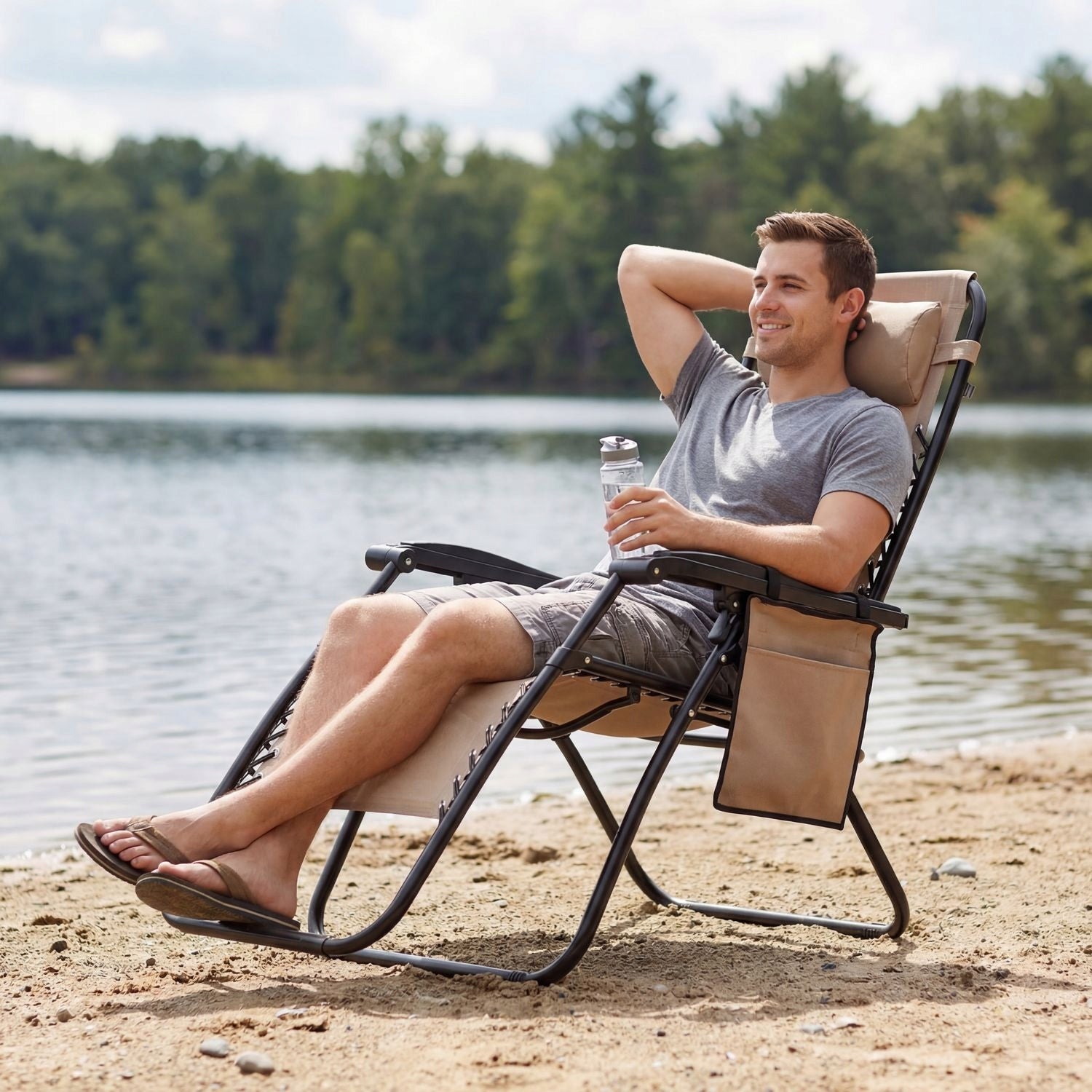 SUN LOUNGER BEACH CHAIR FOLDING ZERO GRAVITY ADJUSTABLE LUVERNO Brand Luverno