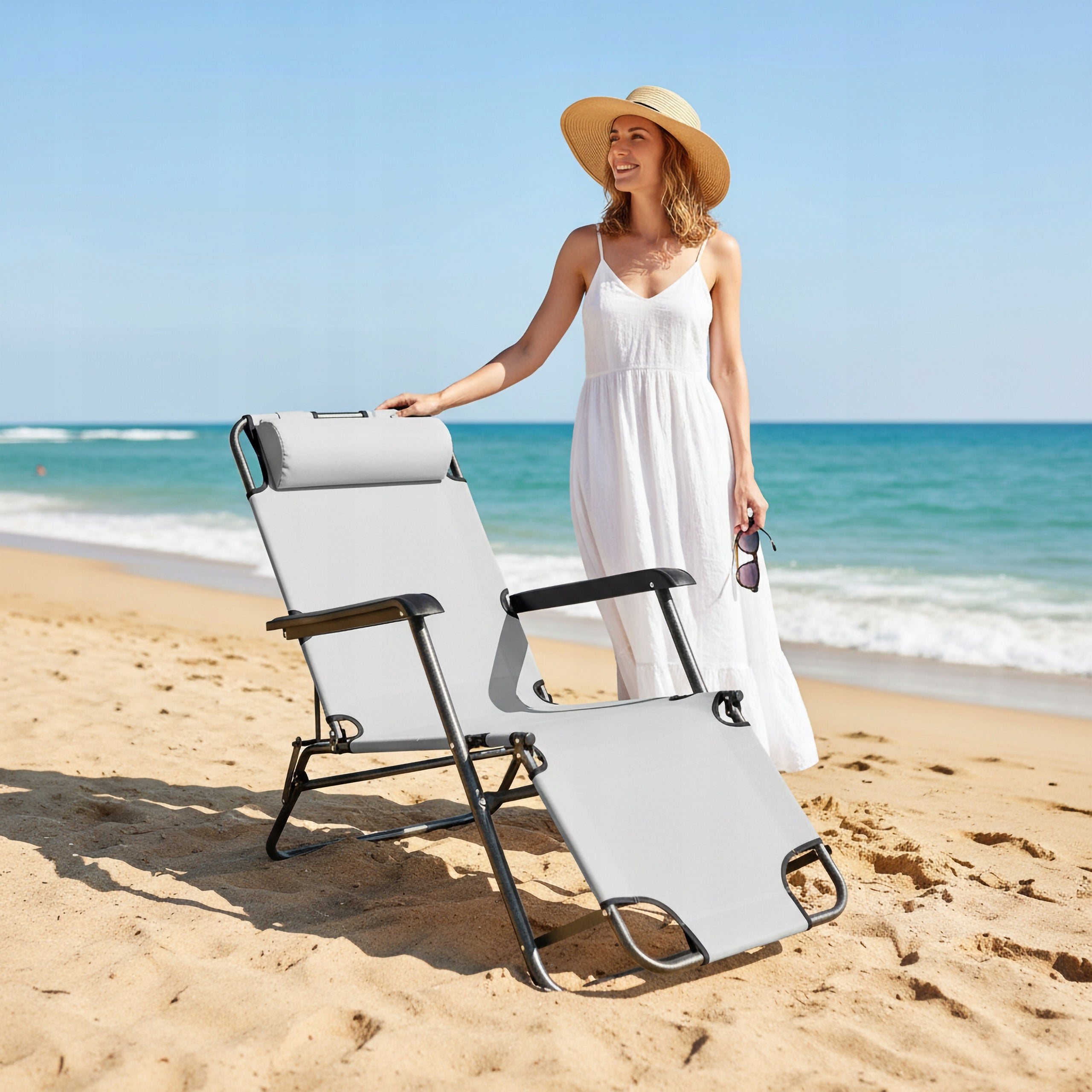 SUN LOUNGER BEACH FOLDING HIKING CHAIR COUCH FOR TERRACE BEACH Brand eHokery