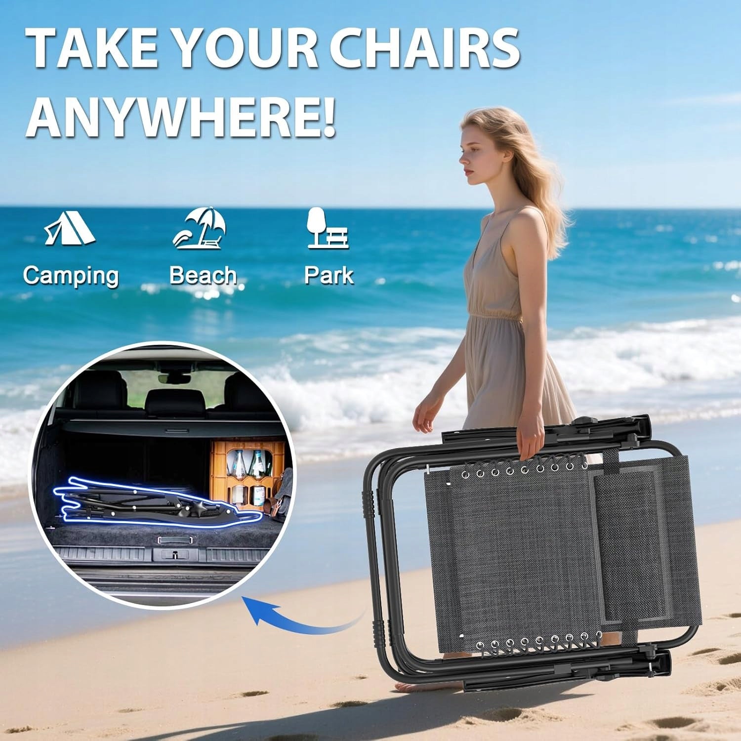 SUN LOUNGER BEACH FOLDING ZERO GRAVITY FOR SWIMMING POOL TERRACE BALCONY Length (longer side) 175 cm