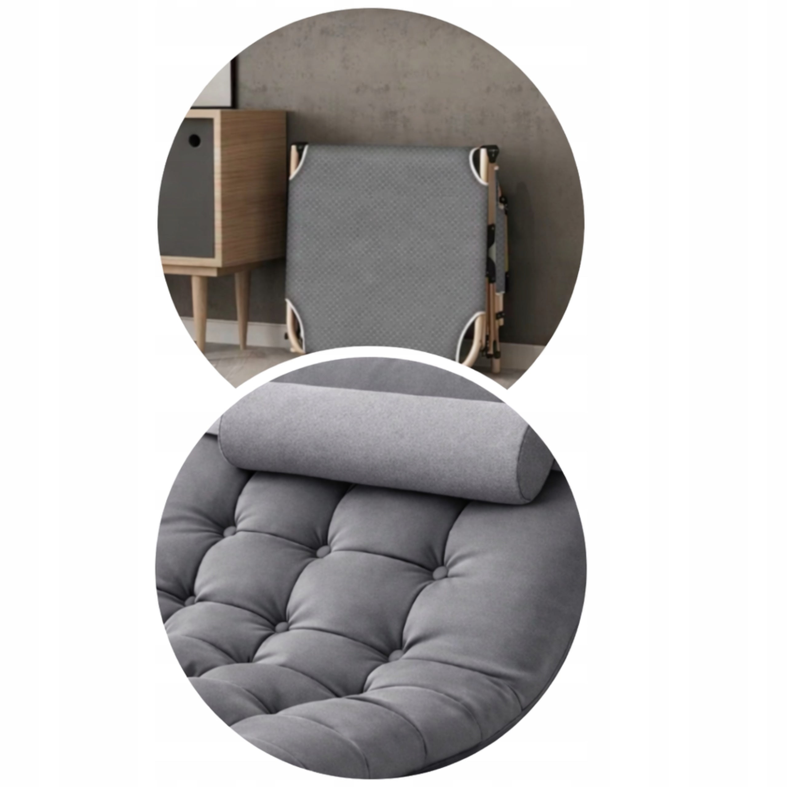 SUN LOUNGER BEACH TOURIST BED WITH MATTRESS CUSHION GREY 180CM Color gray
