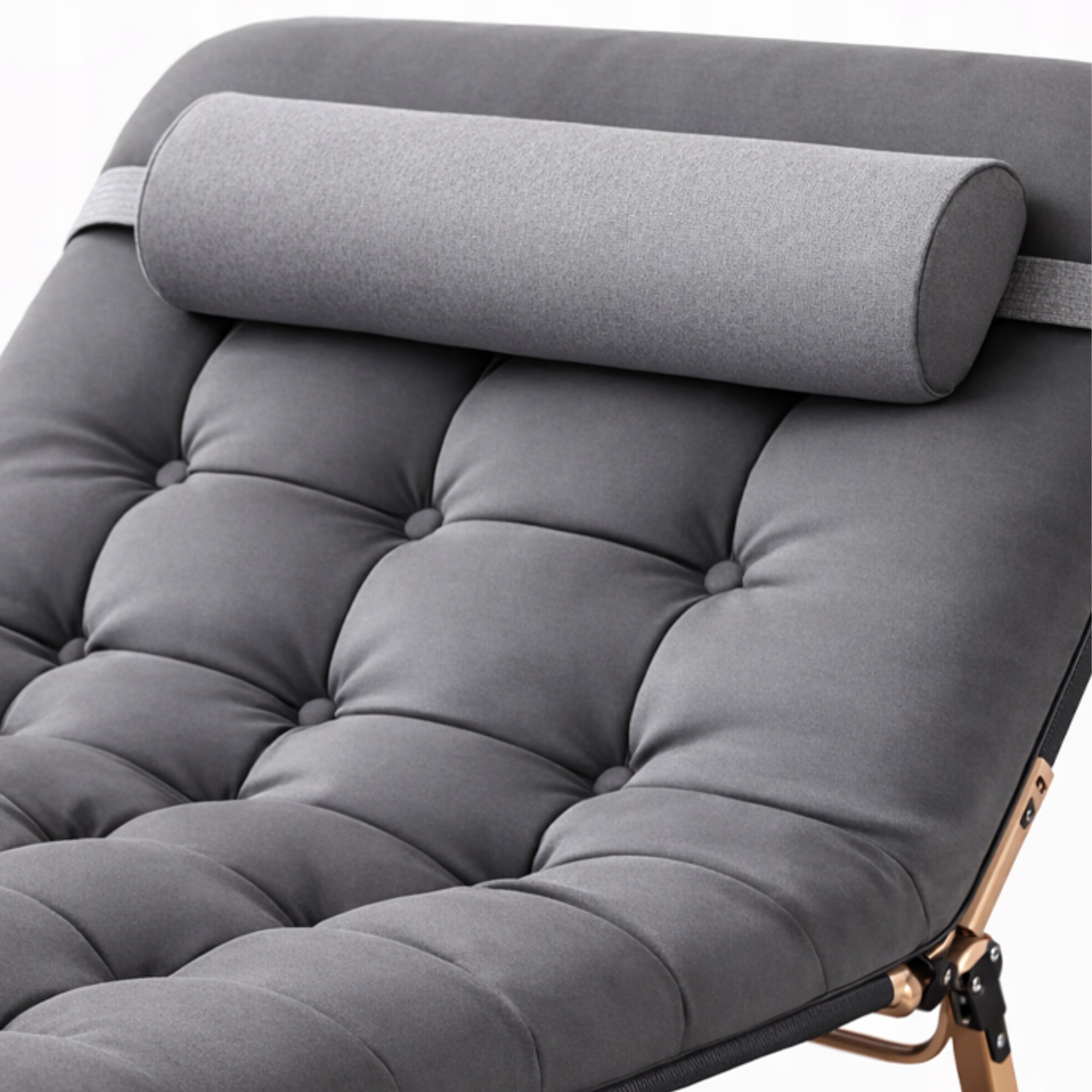 SUN LOUNGER BEACH TOURIST BED WITH MATTRESS CUSHION GREY 180CM Model Cassini