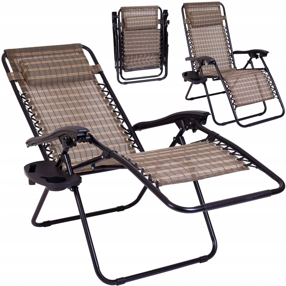 SUN LOUNGER FOLDING GARDEN FURNITURE lux BROWN GRILLE Brand Lazur