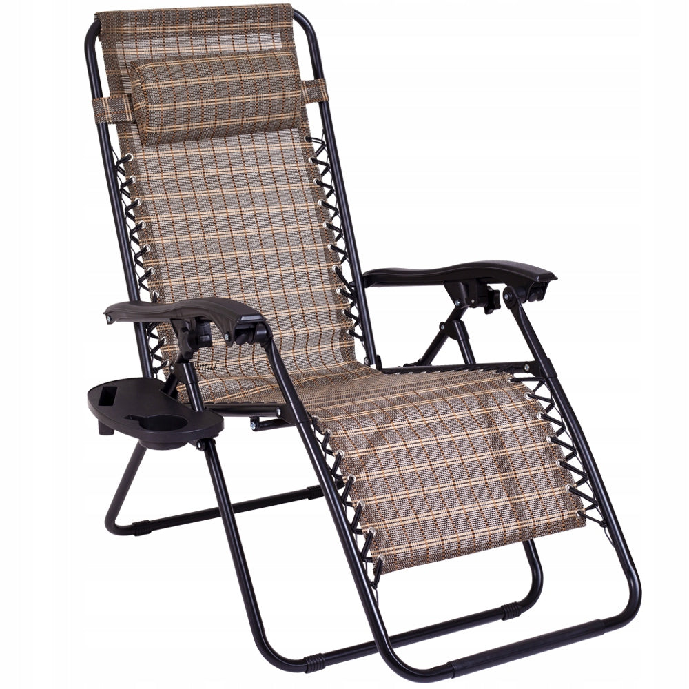 SUN LOUNGER FOLDING GARDEN FURNITURE lux BROWN GRILLE Color beige