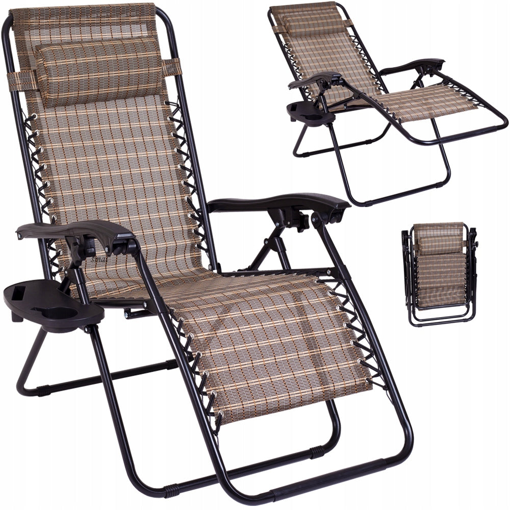 SUN LOUNGER FOLDING GARDEN FURNITURE lux BROWN GRILLE