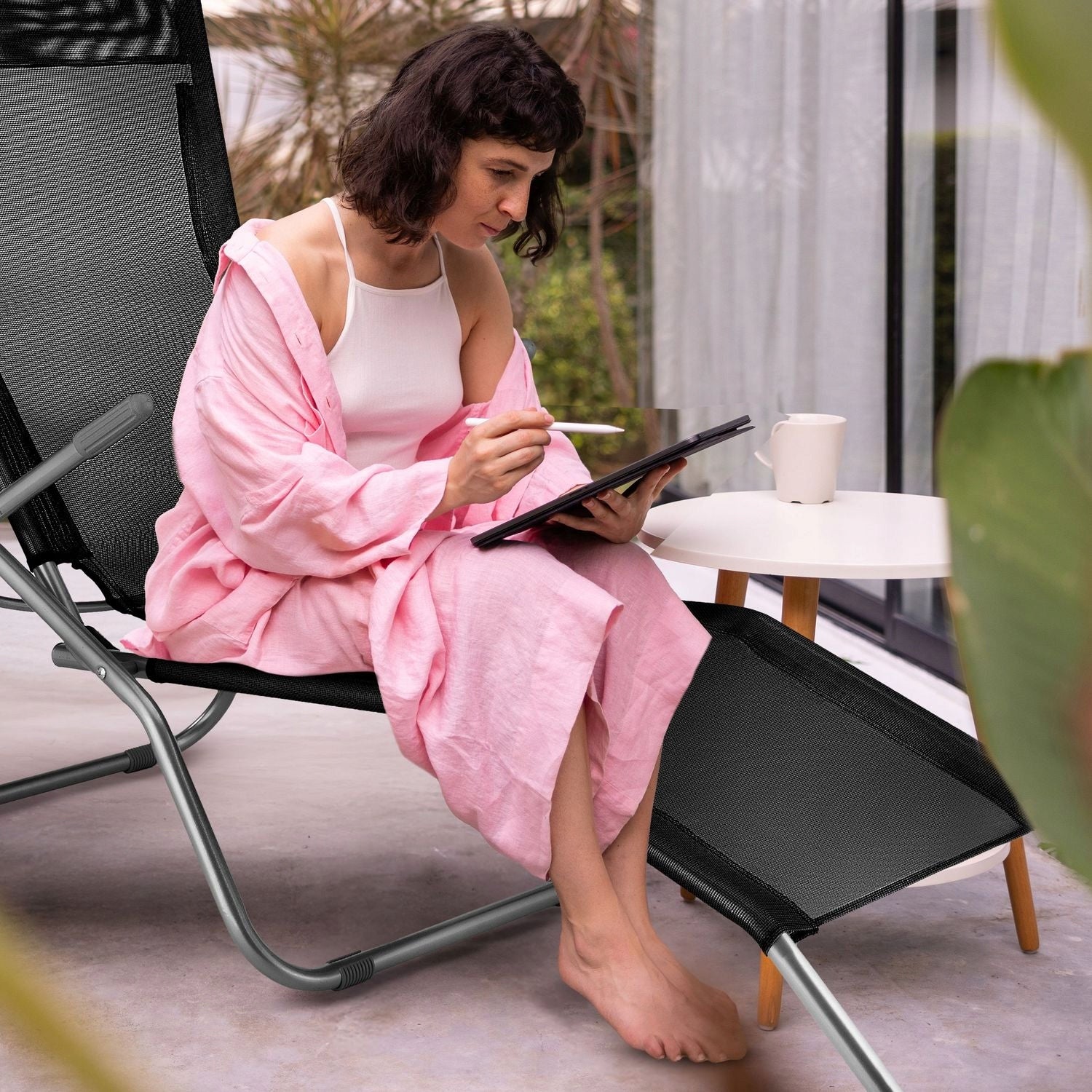SUN LOUNGER GARDEN BEACH CHAIR FLAT FOLDING ZERO GRAVITY OUTTEC Brand Outtec