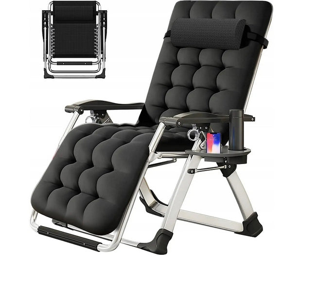 SUN LOUNGER GARDEN CHAIR HIKING BEACH CUSHION FOLDING COMFORTABLE STRONG