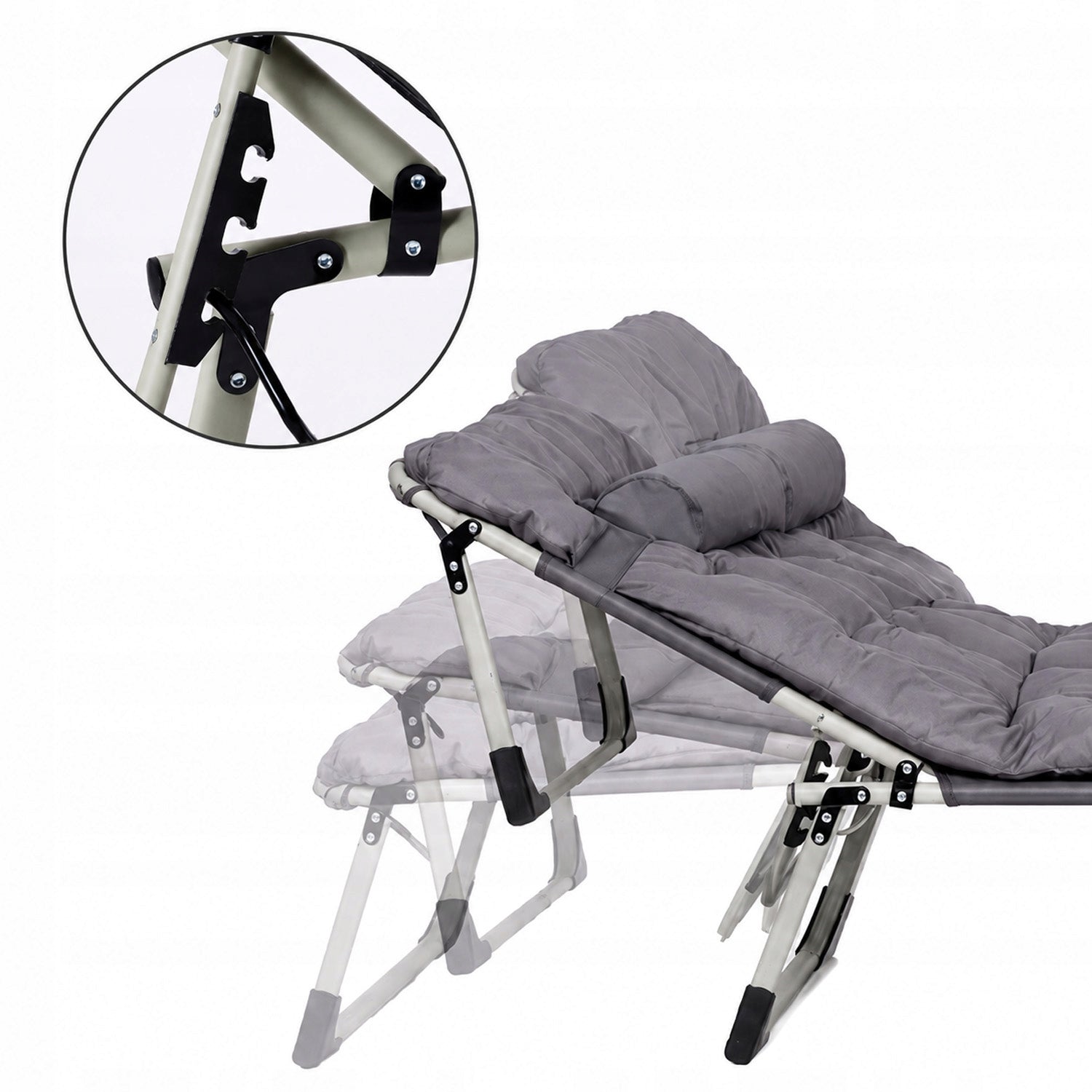 SUN LOUNGER GARDEN FIELD BED FOLDING PREMIUM ADJUSTABLE BEACH Length (longer side) 193 cm