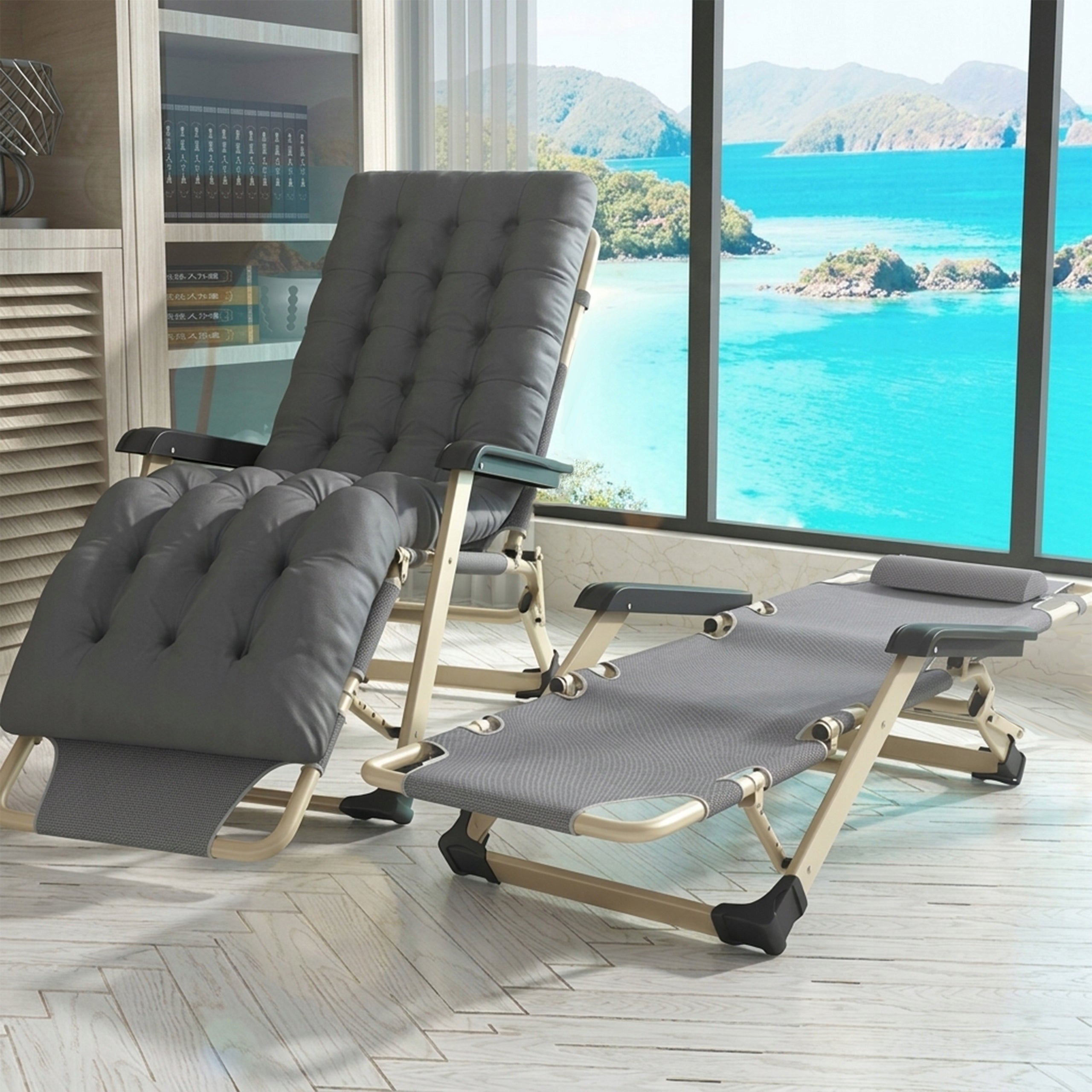 SUN LOUNGER GARDEN HIKING CHAIR FOLDING COMFORTABLE STRONG+ PILLOW Model GARDEN_DECK