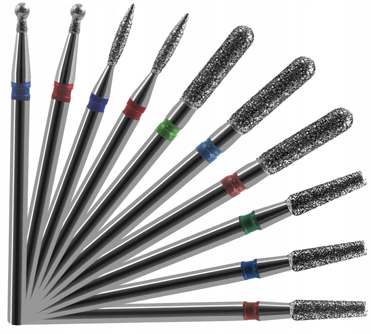 SUNONE Diamond Cutters for Manicure - 10 Pieces Color gray