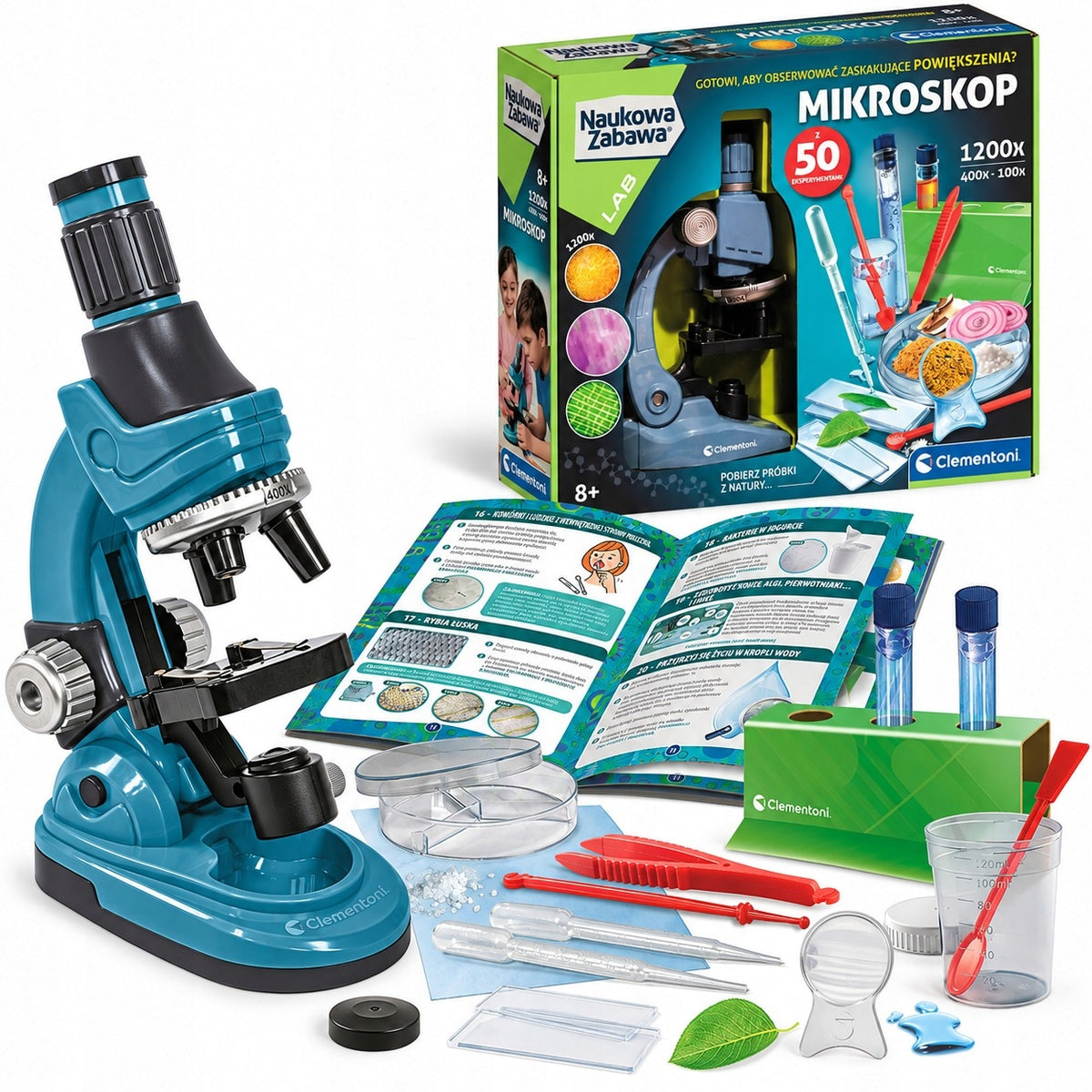 SUPER MICROSCOPE 1200X FOR CHILDREN 8+ CLEMENTONI 50 EXPERIMENTS